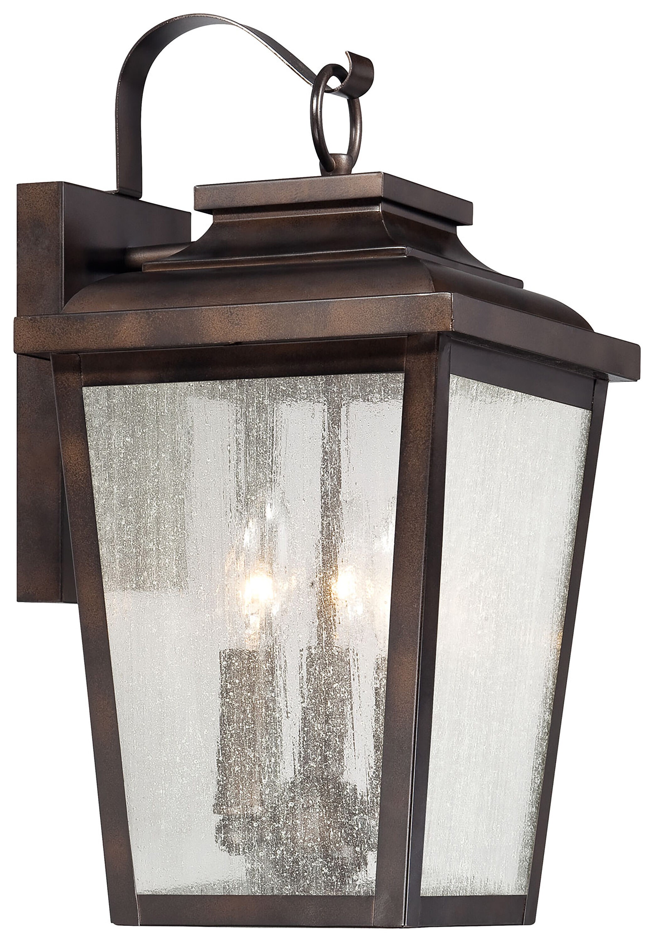 Chelesa Bronze Seeded Glass 3-Light Outdoor Wall Lantern