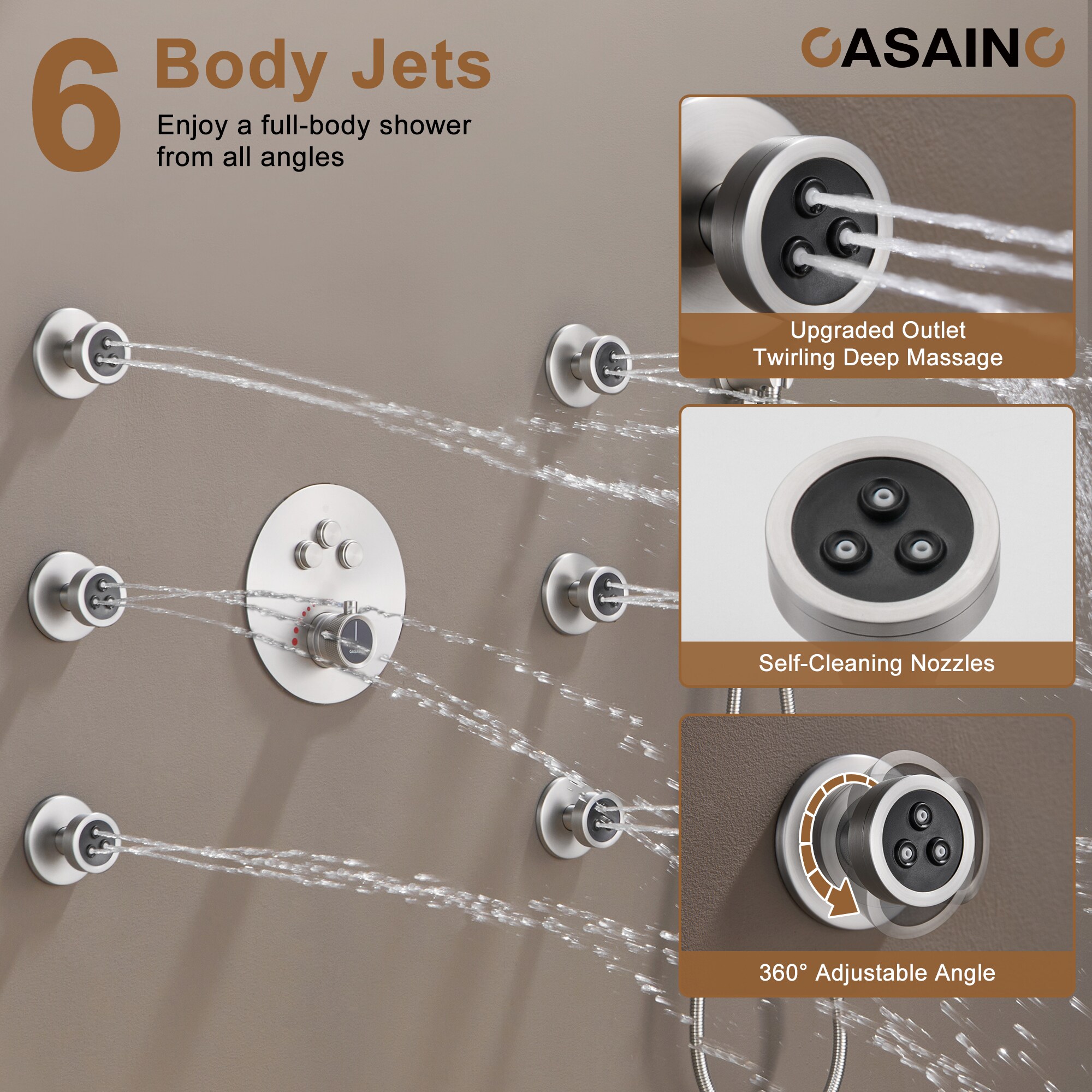 CASAINC CS6224-12BN Showerhead-Bar-Panels - View #8