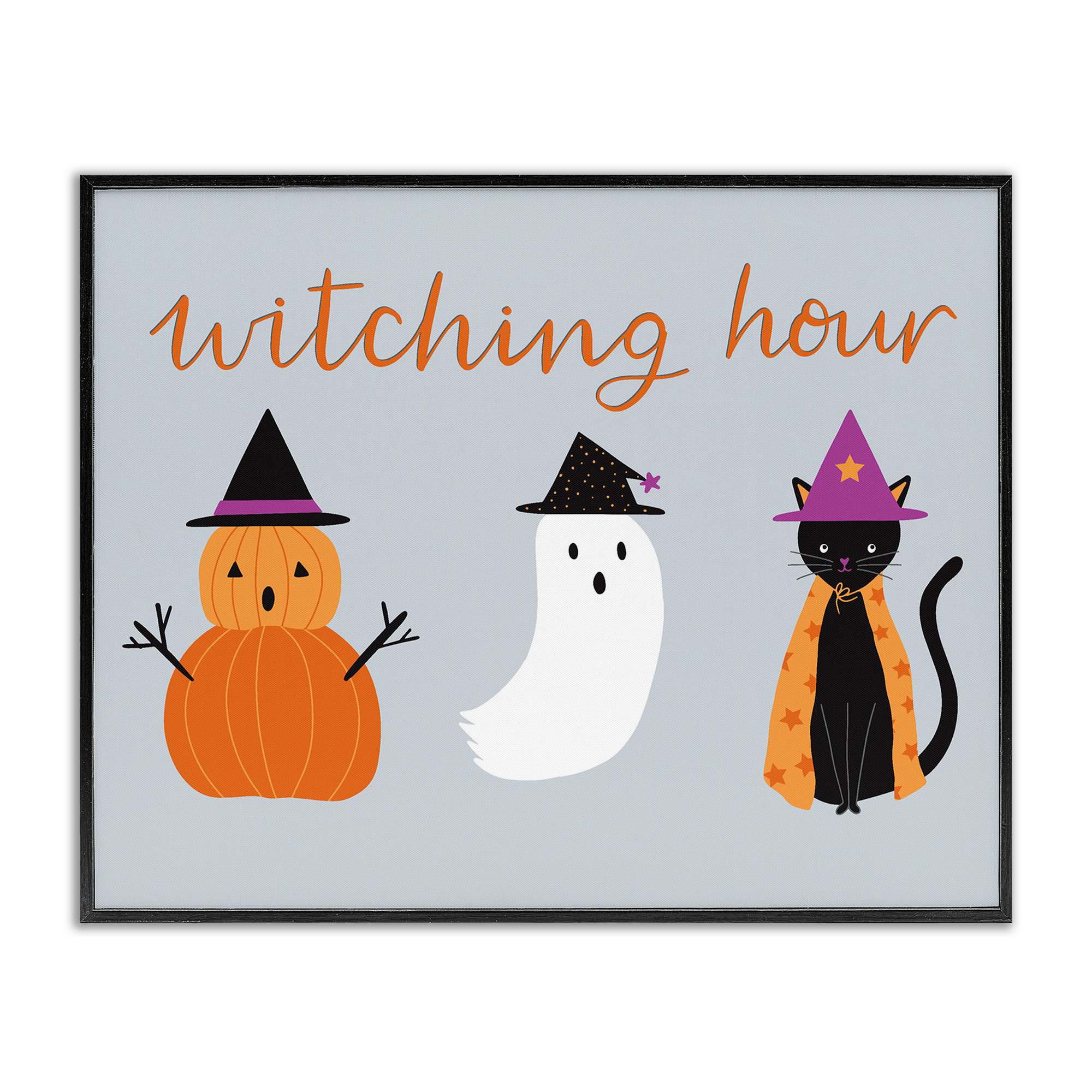 Stupell Industries BT-496-FR-16X20 Cute Halloween Witching Hour Black Framed Giclee Art By Sazerelli Designs 20 x 16