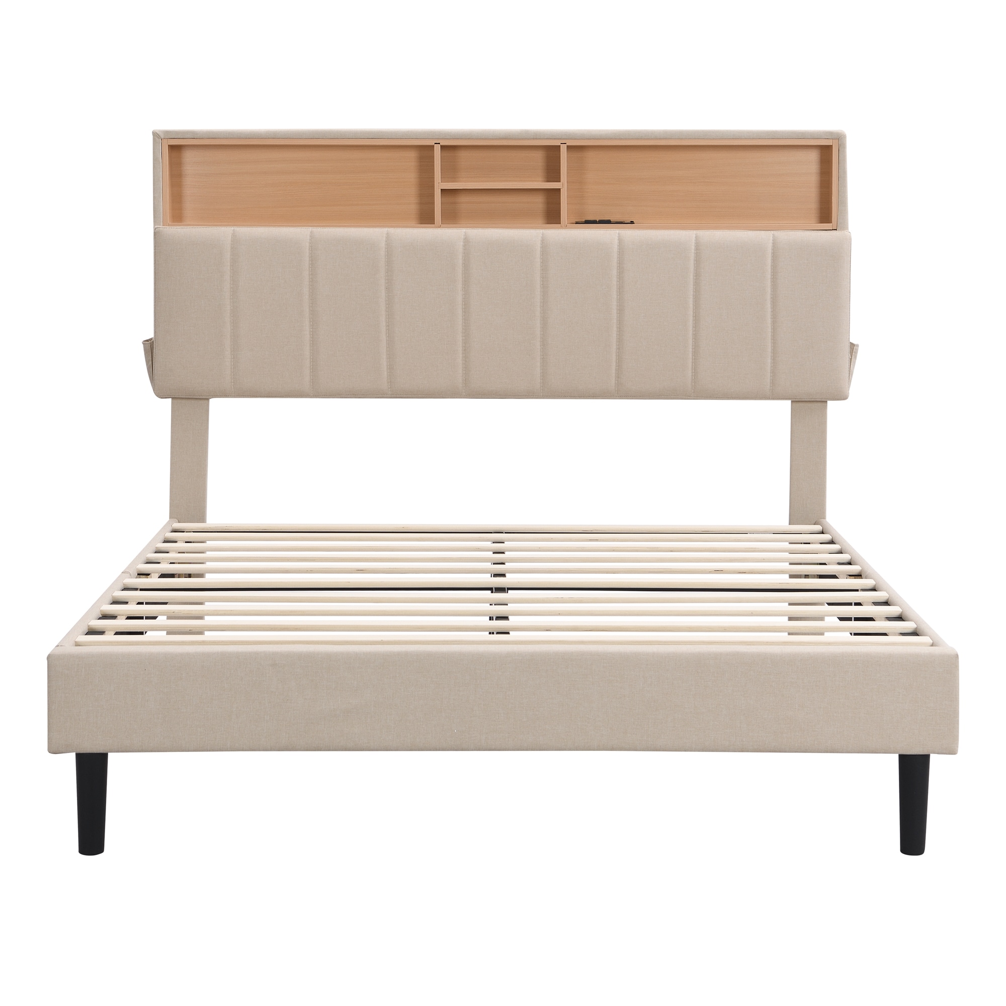 GZMR GZ-LF2997A Full size Upholstered Platform Bed Linen Full Wood Upholstered Bed with Storage