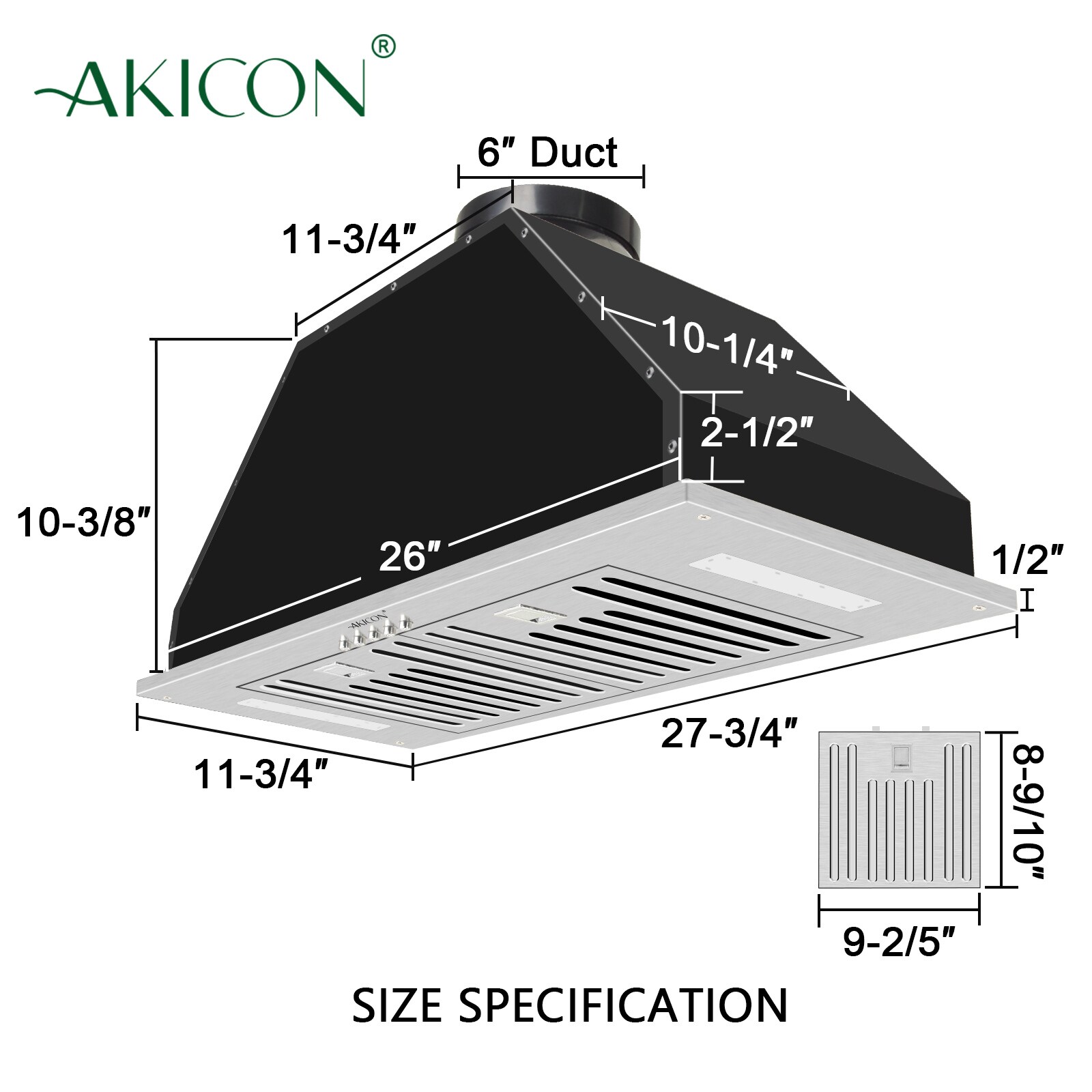 Akicon 30 in. 600 CFM Ducted Insert Range Hood in Stainless Steel NX-Hood  30 - The Home Depot
