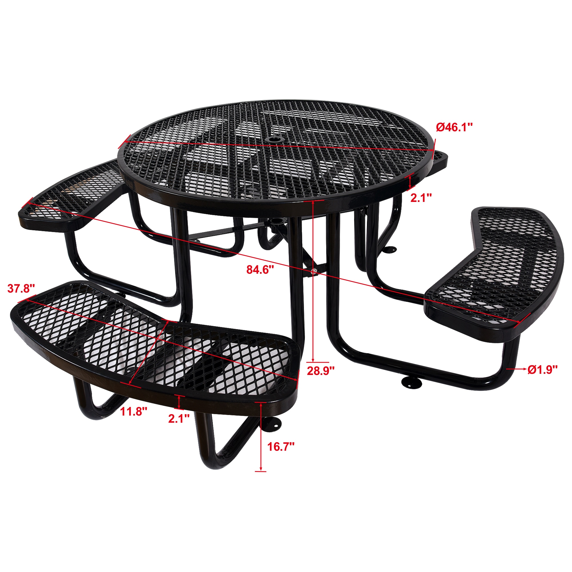 CASAINC 46 In Black Steel Picnic Table At Lowes Com   61101223 