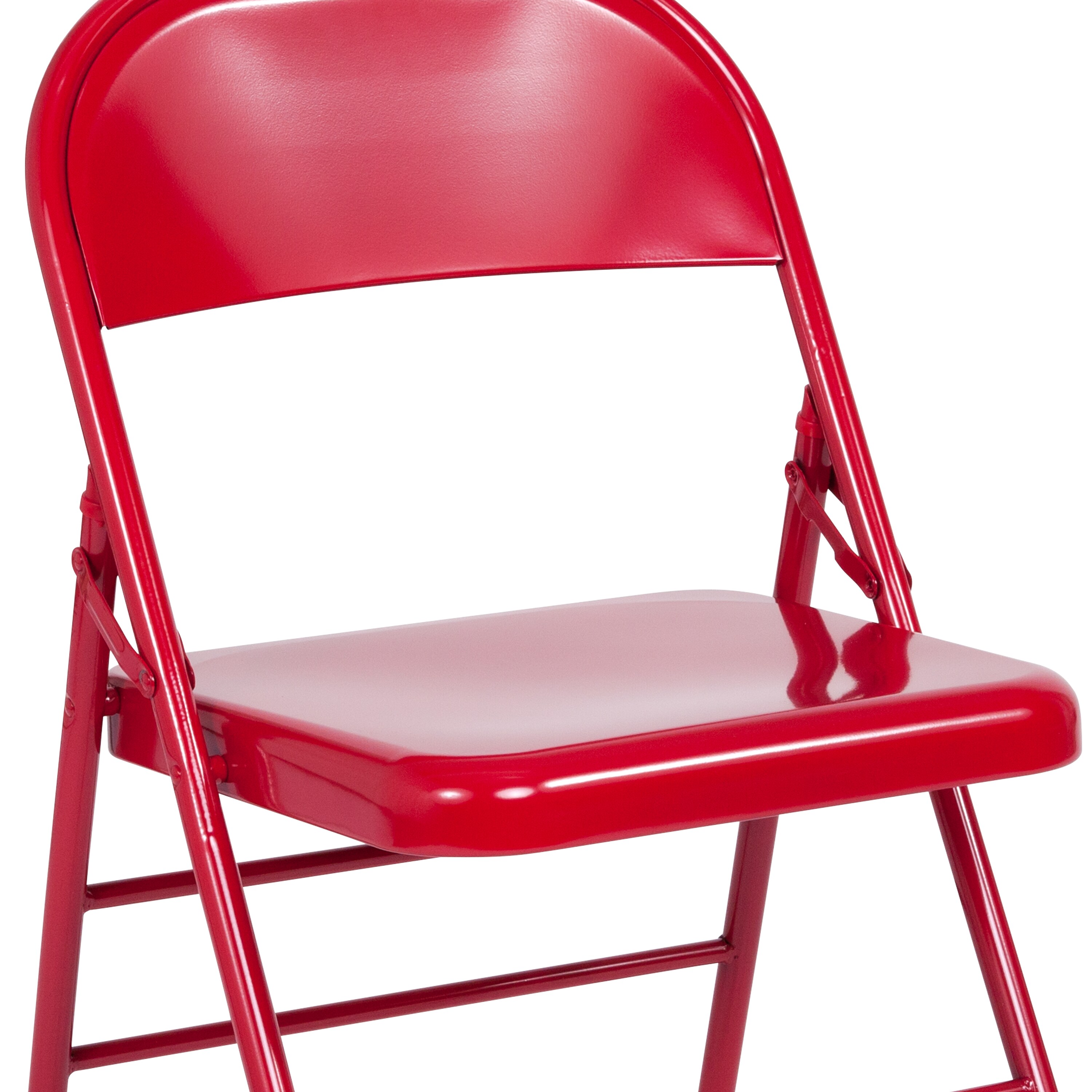 red plastic folding chairs