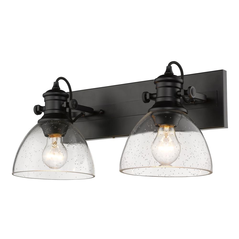 Transitional Matte Black 18" Semi-Flush Seeded Glass Light