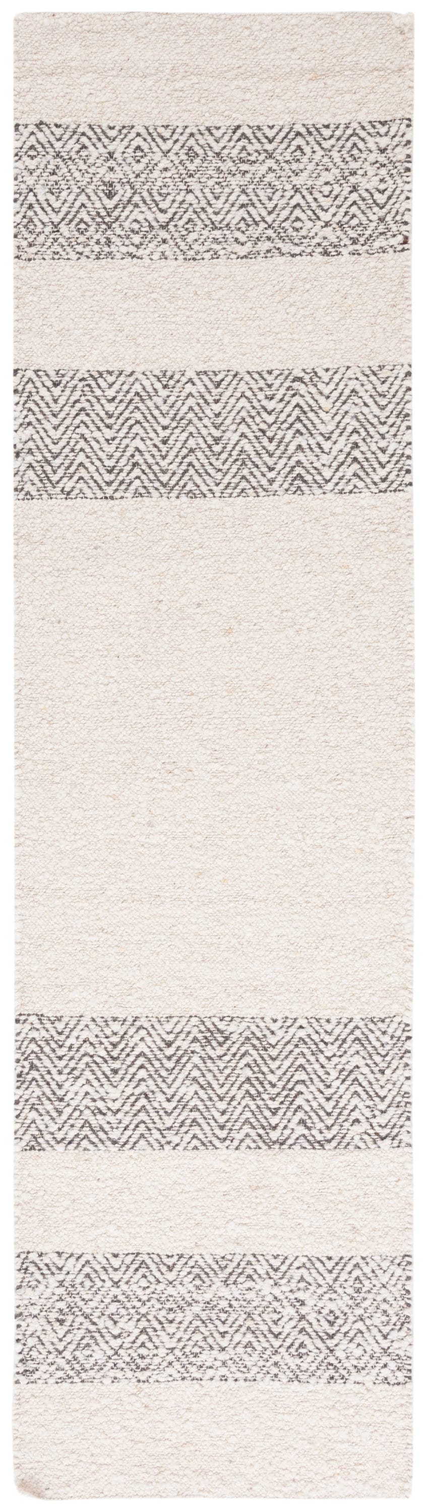Ivory Wool and Chenille Flat Woven Runner Rug