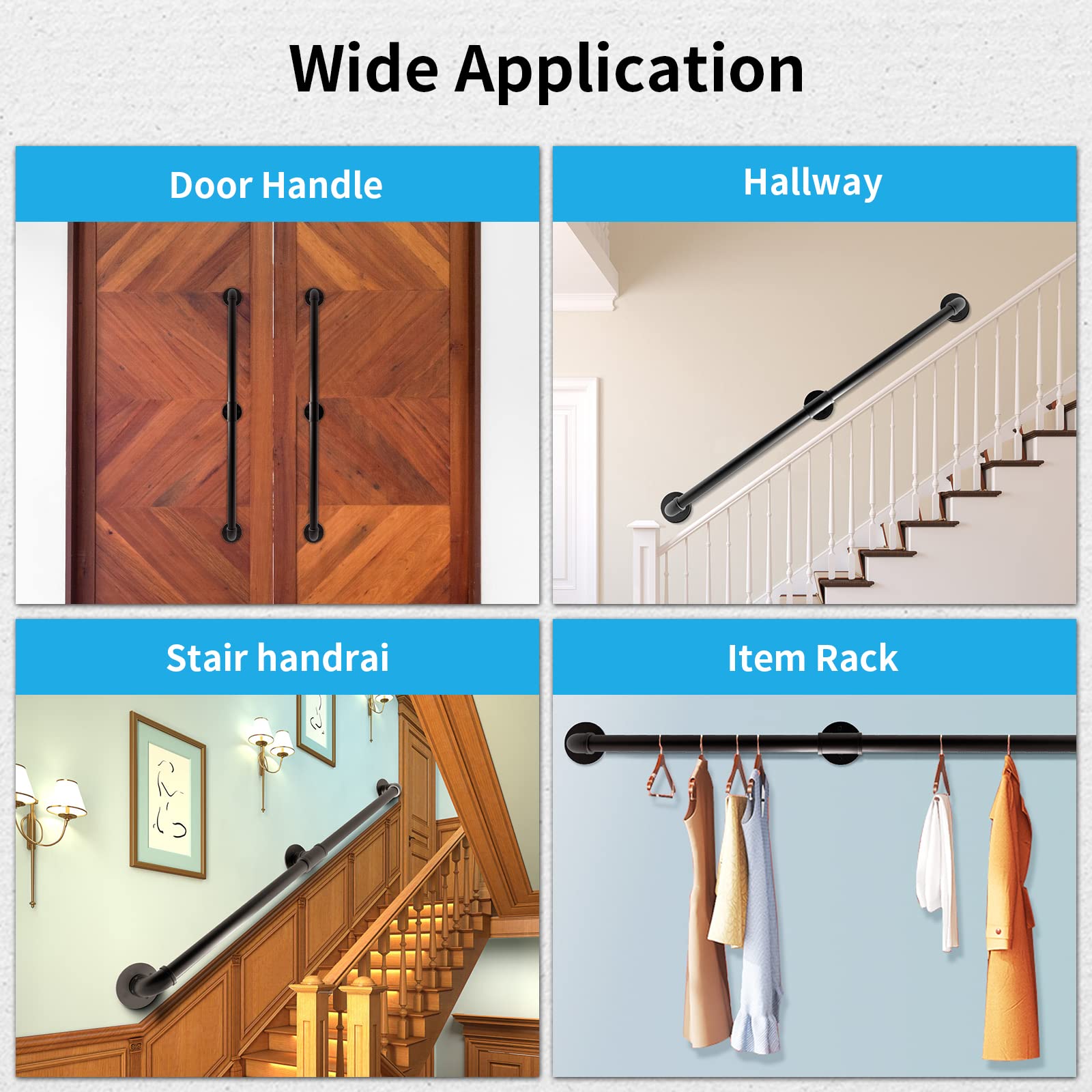 Misopily Industrial Staircase Railing 6FT Galvanized Pipe Handrail with ...
