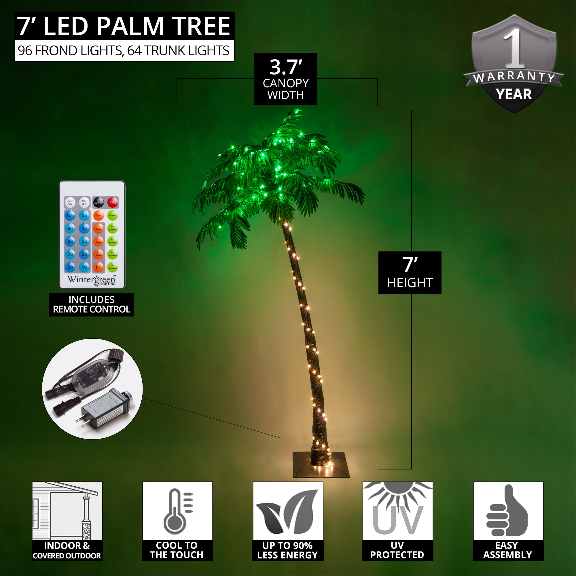 Wintergreen Lighting 84-in Brown Trunk with Green Canopy Indoor Artificial  Palm Artificial Tree in the Artificial Plants  Flowers department at 
