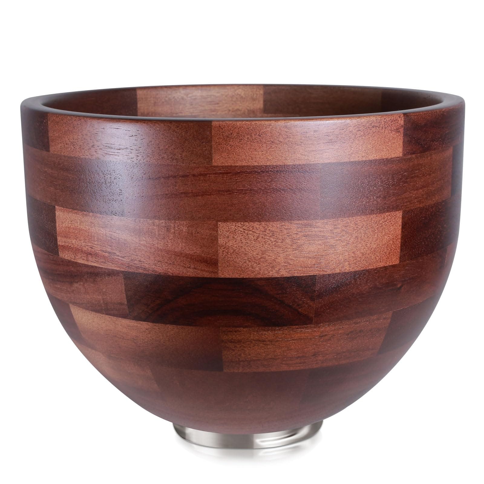 Aoibox  Handcrafted Solid Wood Mixing Bowl 4 5 5 Qt Compatible with KitchenAid Tilt Head Stand Mixer with Steel