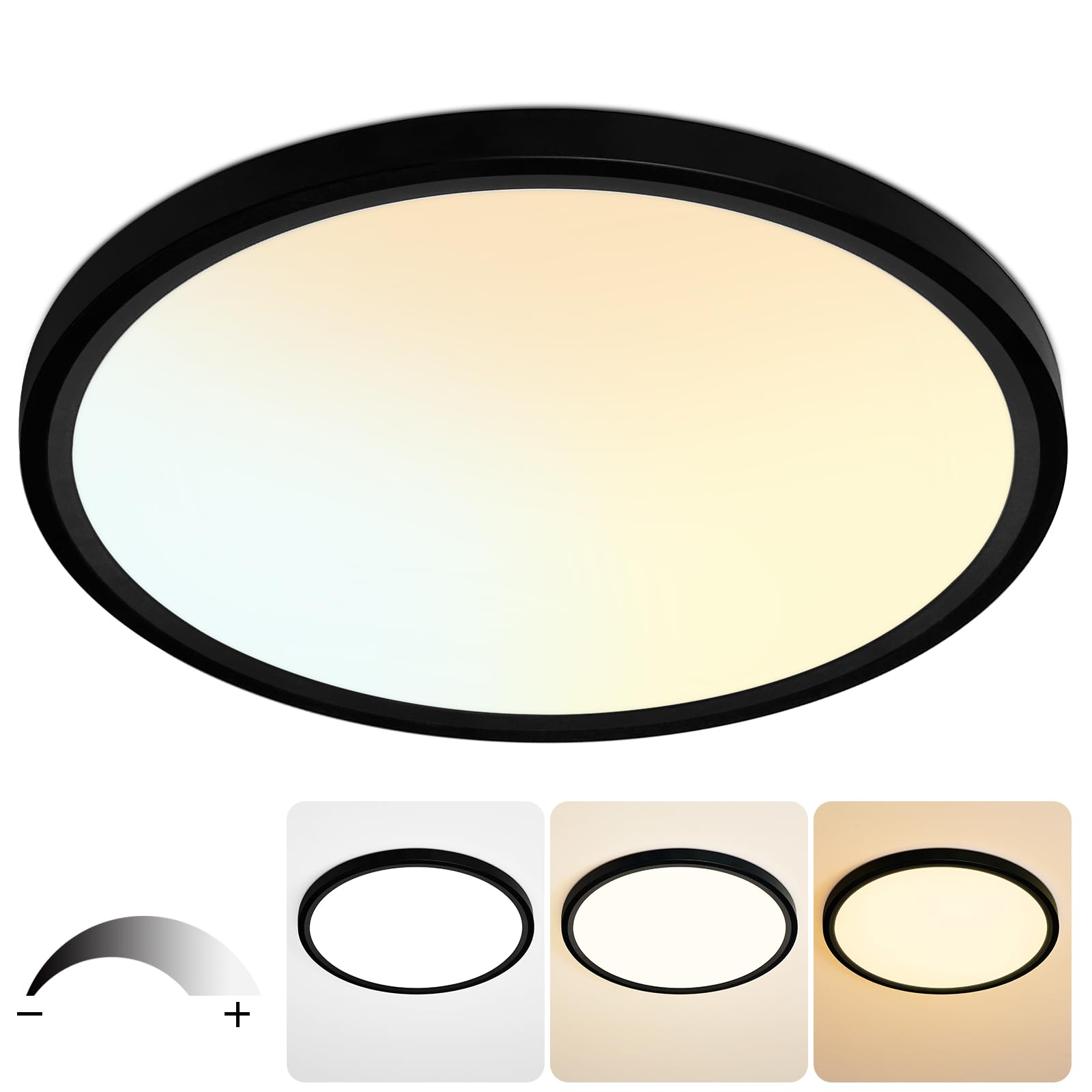 AOIZGMY  24 Inch Flush Mount Ceiling Light 48W Dimmable LED Fixture 4800LM 3000K 4500K 6000K Adjustable Round Ceiling Lamp for Bedroom Kitchen