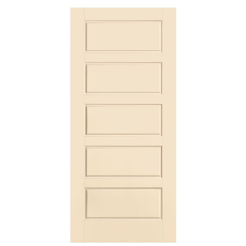 Masonite 1444557 Riverside 36-in x 80-in Cream N Sugar 5-panel equal Smooth Solid core Prefinished Molded composite Slab Door