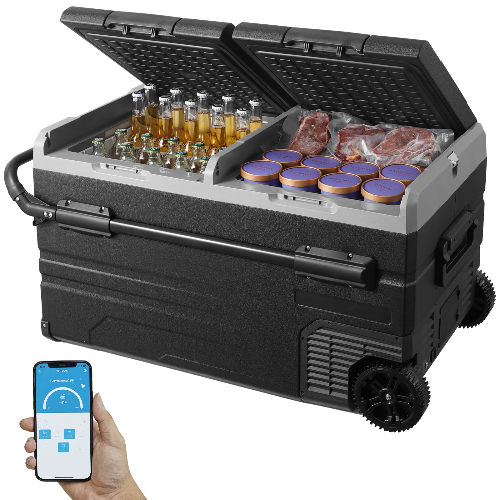 VEVOR JYCZBX95L00000001V1 12V/240V APP Control Car Freezer 4-cu ft Frost-free Chest Freezer ( Travel Cooler )