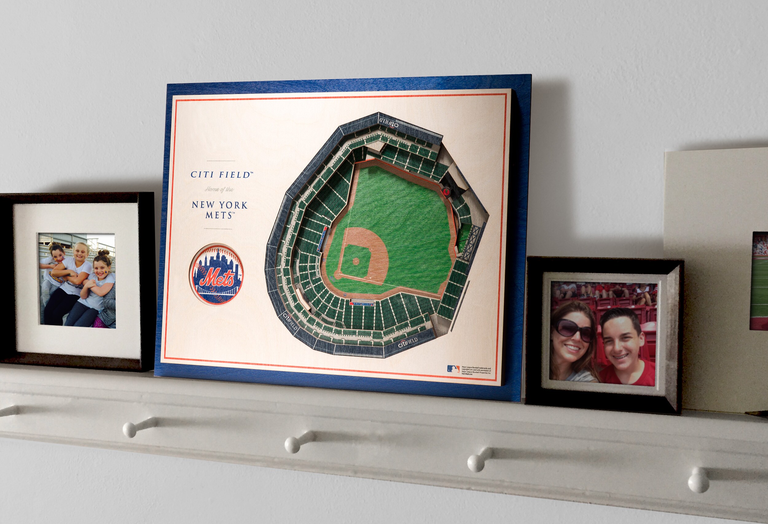 MLB New York Mets Baseball Logo Glass Framed Panel