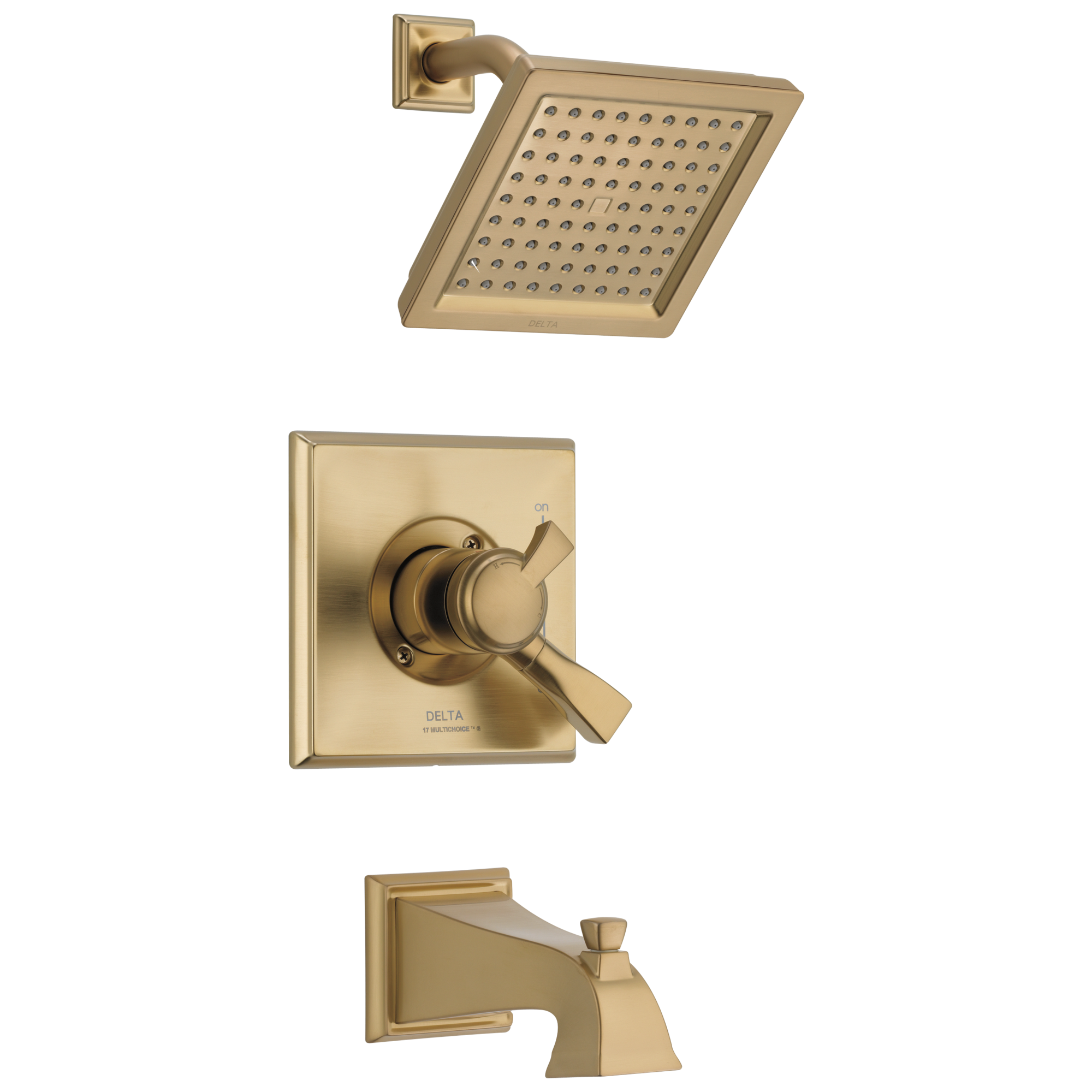 Delta T17451-CZ-WE Dryden Champagne Bronze 2-handle Single function 6.5625-Inches Square Bathtub and shower Faucet