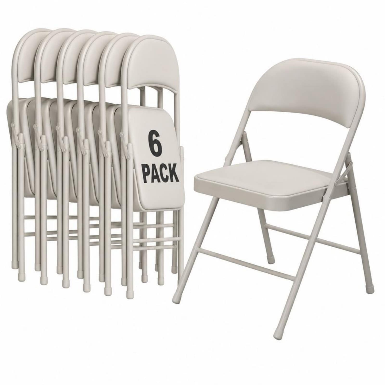 GlasFlength -  6-Pack Folding Chair with Comfortable Padded Cushion and Back Support Space Saving...