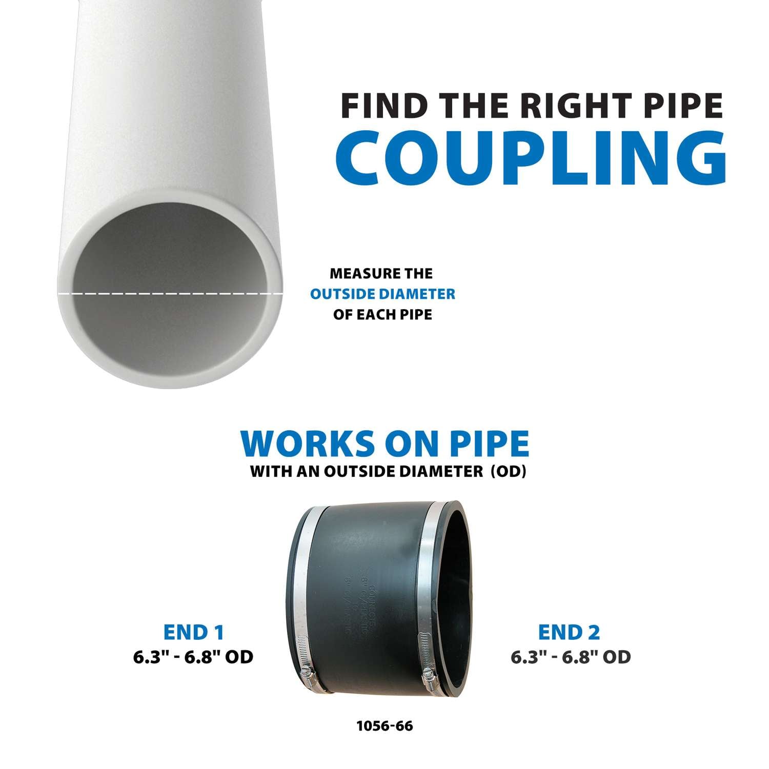 Fernco 6-in Schedule 40 PVC Compression Coupling P1056-66 at Lowes.com