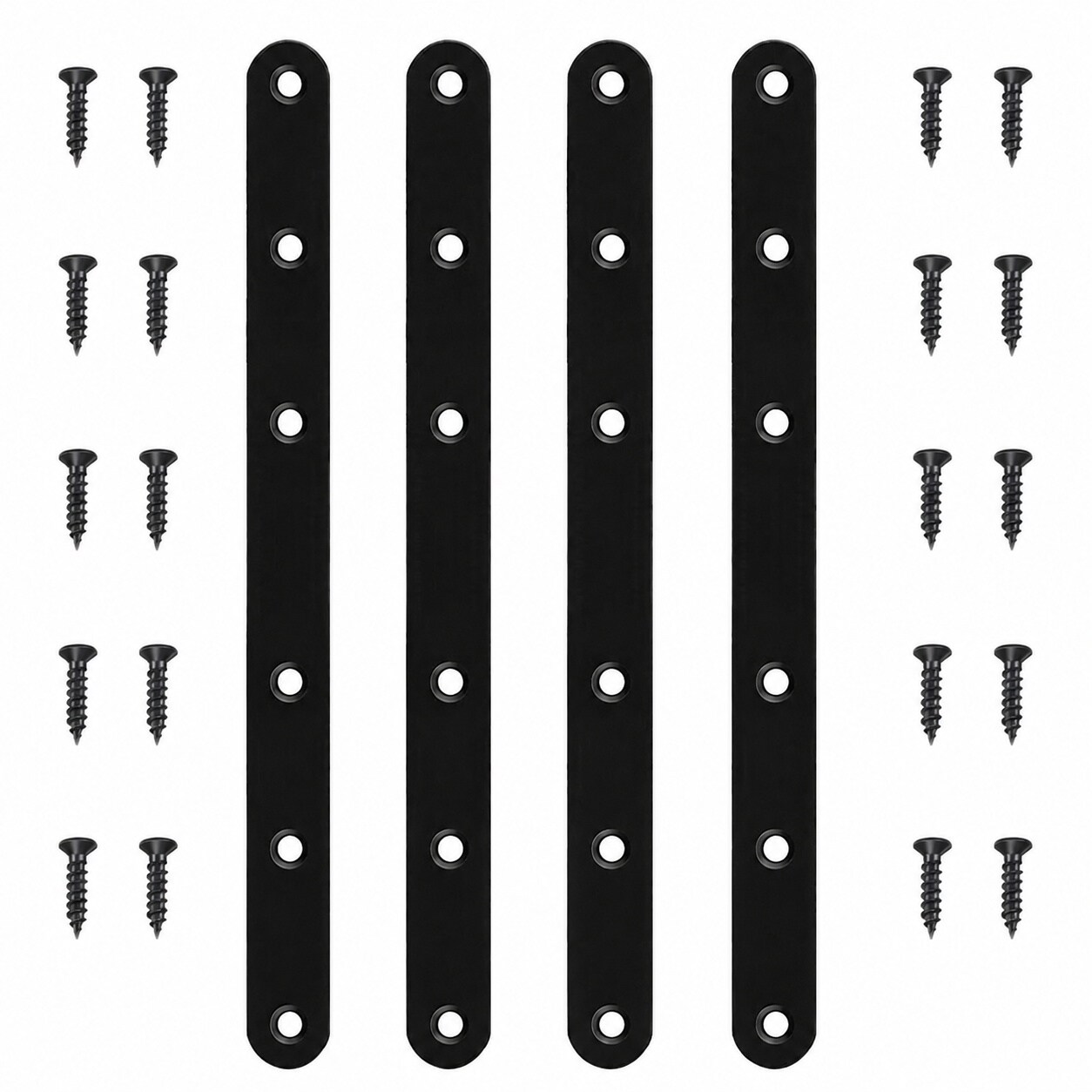 Aoibox  8 in Heavy Duty Flat Straight Mending Brackets in Black Finish with Mounting Screws 304 Corner Brace Bracket