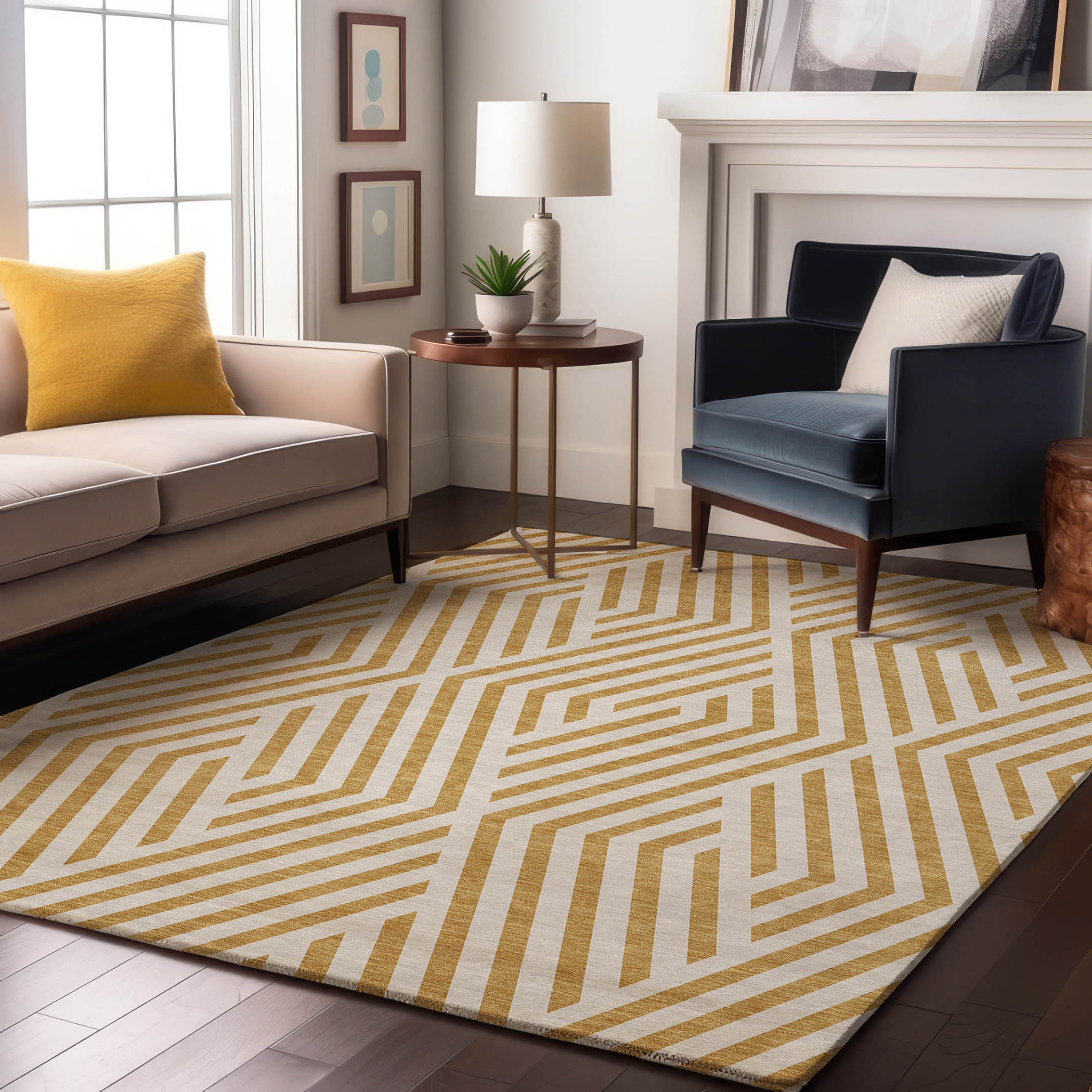 Addison Rugs AMF555PP5X8 Mayfield AMF555PP 5 x 7 (ft) Loomed Polyester Purple Rectangular Indoor Geometric Machine washable Area rug