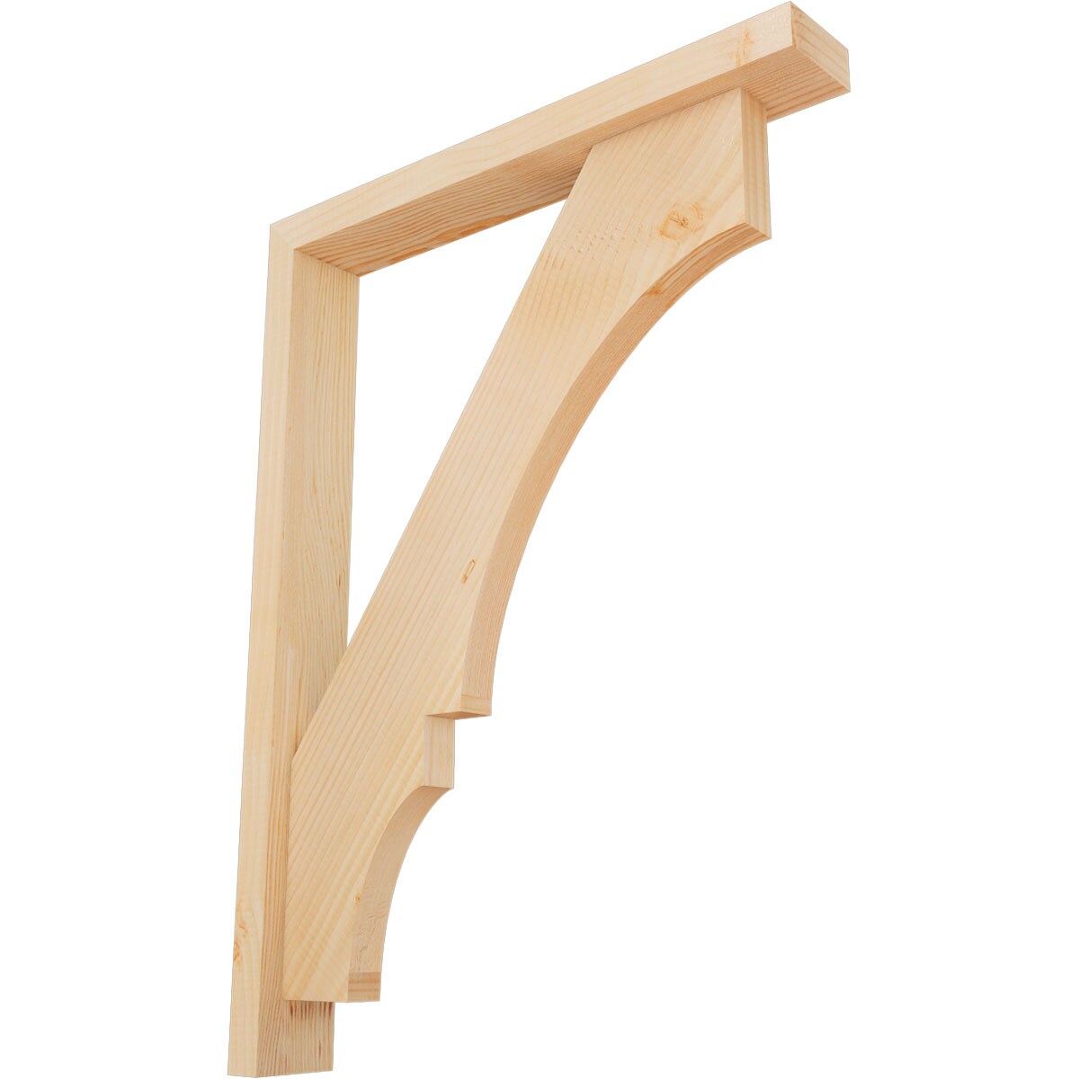 Ekena Millwork 1462125 Balboa Block Smooth Bracket with Offset Brace Douglas Fir Wood Standard Bracket