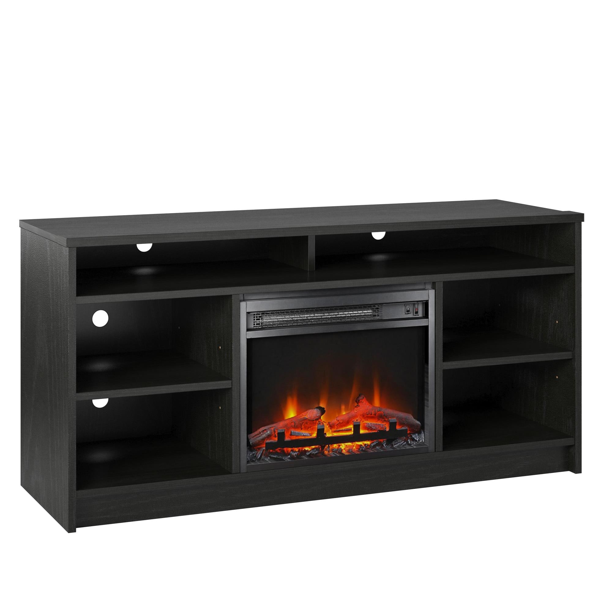 Ameriwood Home 3015335COM 47.6-Inches W Walnut TV Stand with Fan-forced Flat wall Electric Fireplace