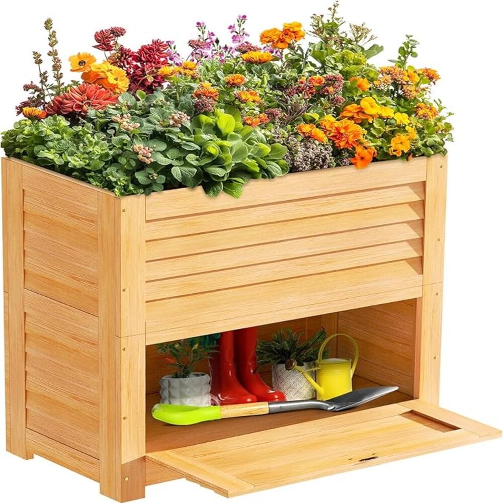 Esazn HWLYY-Y-BL-H-LYU 2.79-cu ft 17.7-in W x 33.5-in L x 29.5-in H Elevated Wooden Wood Raised Garden Bed