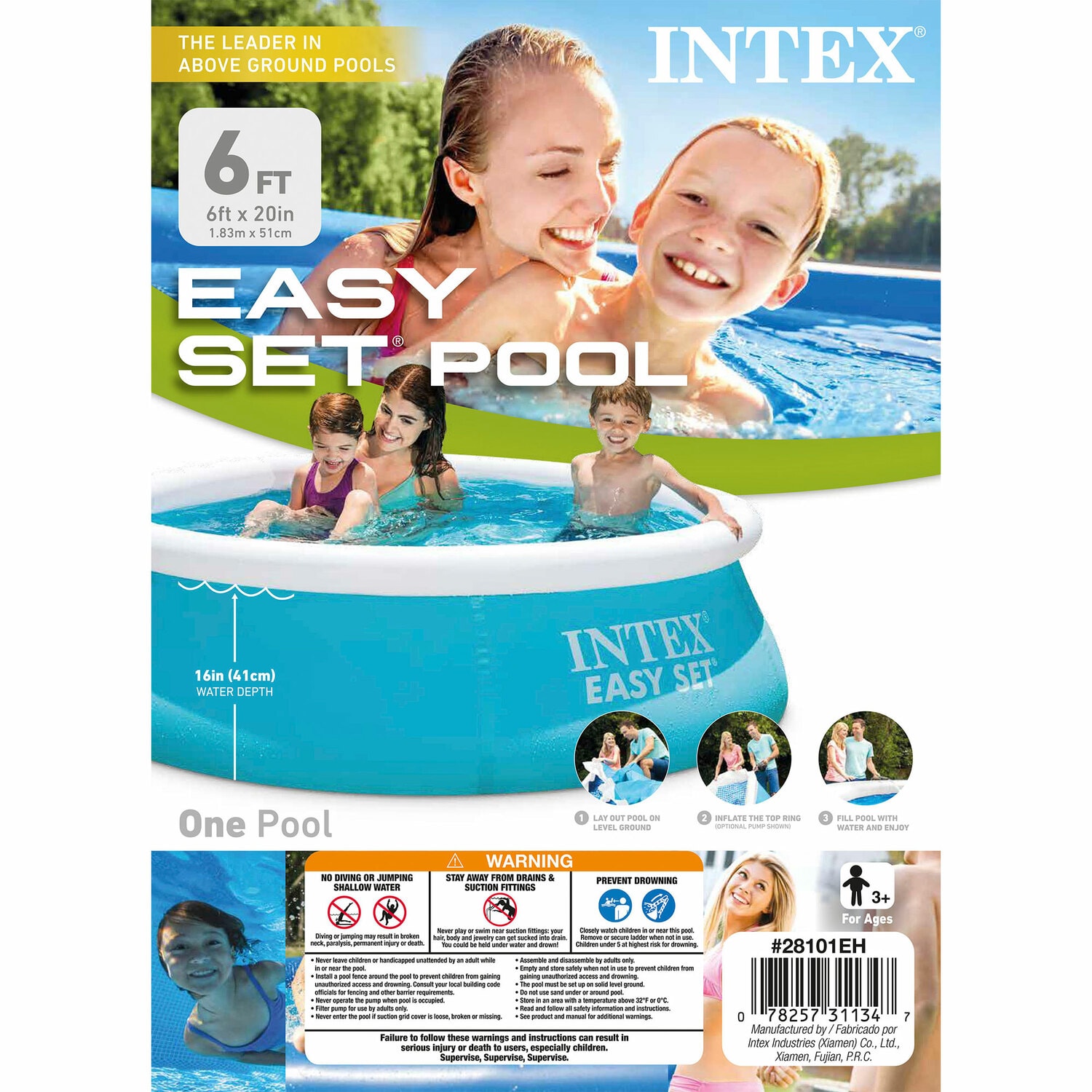 Intex 6-ft x 6-ft x 20-in Inflatable Top Ring Round Above-Ground Pool ...