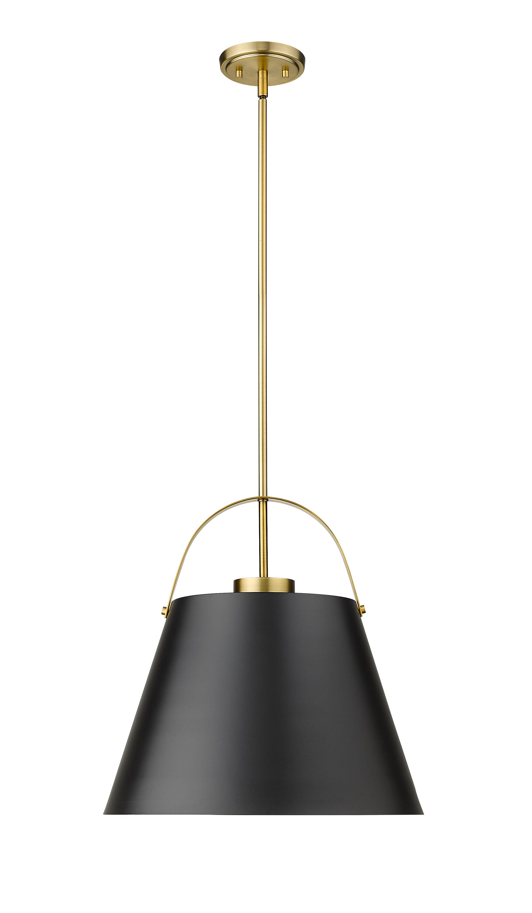 18" Matte Black and Heritage Brass Steel Pendant Light