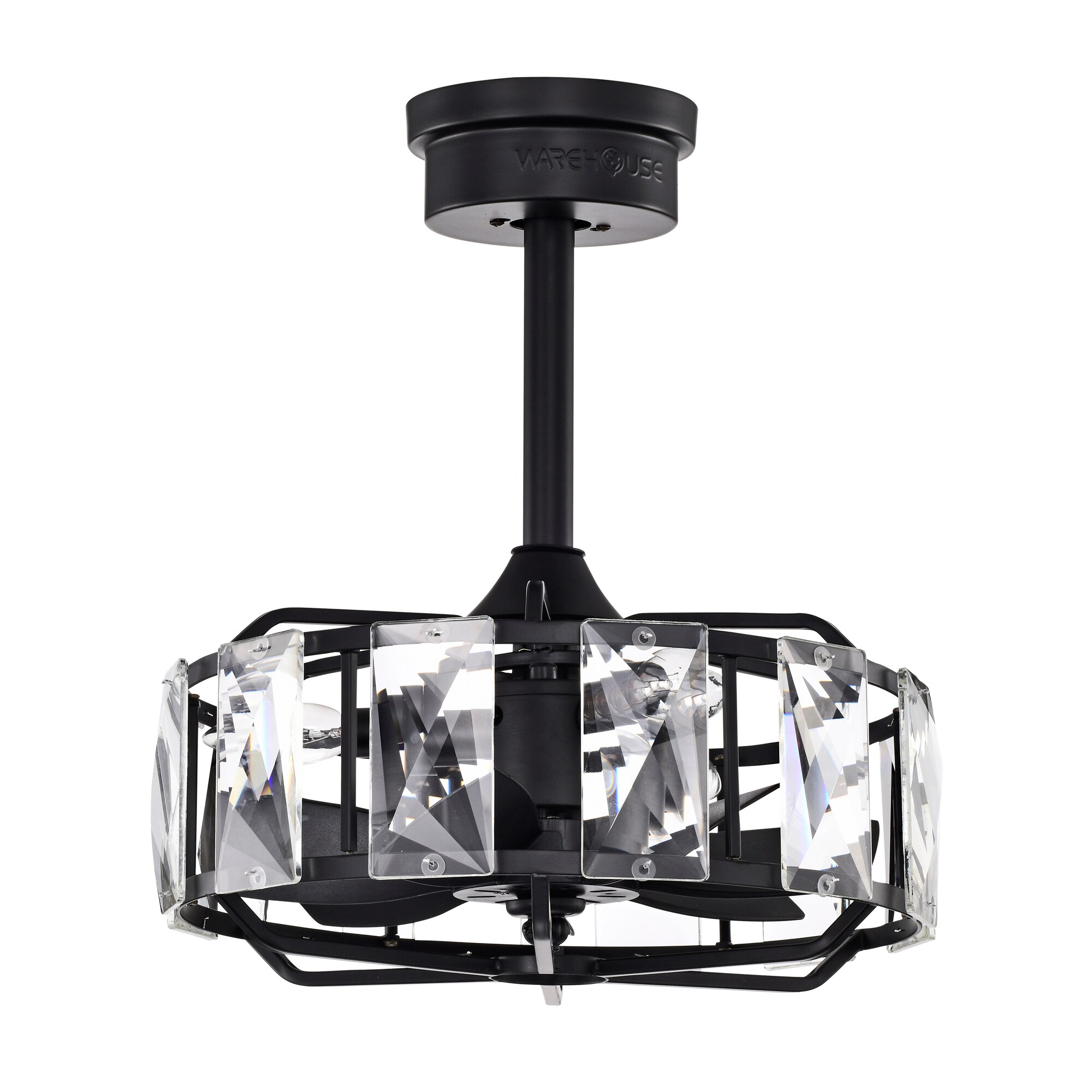Warehouse of Tiffany DM01Y01MB 15.4-in Black with Black Blades Ceiling Fan With Light - Remote Included ( 7 -Blade )