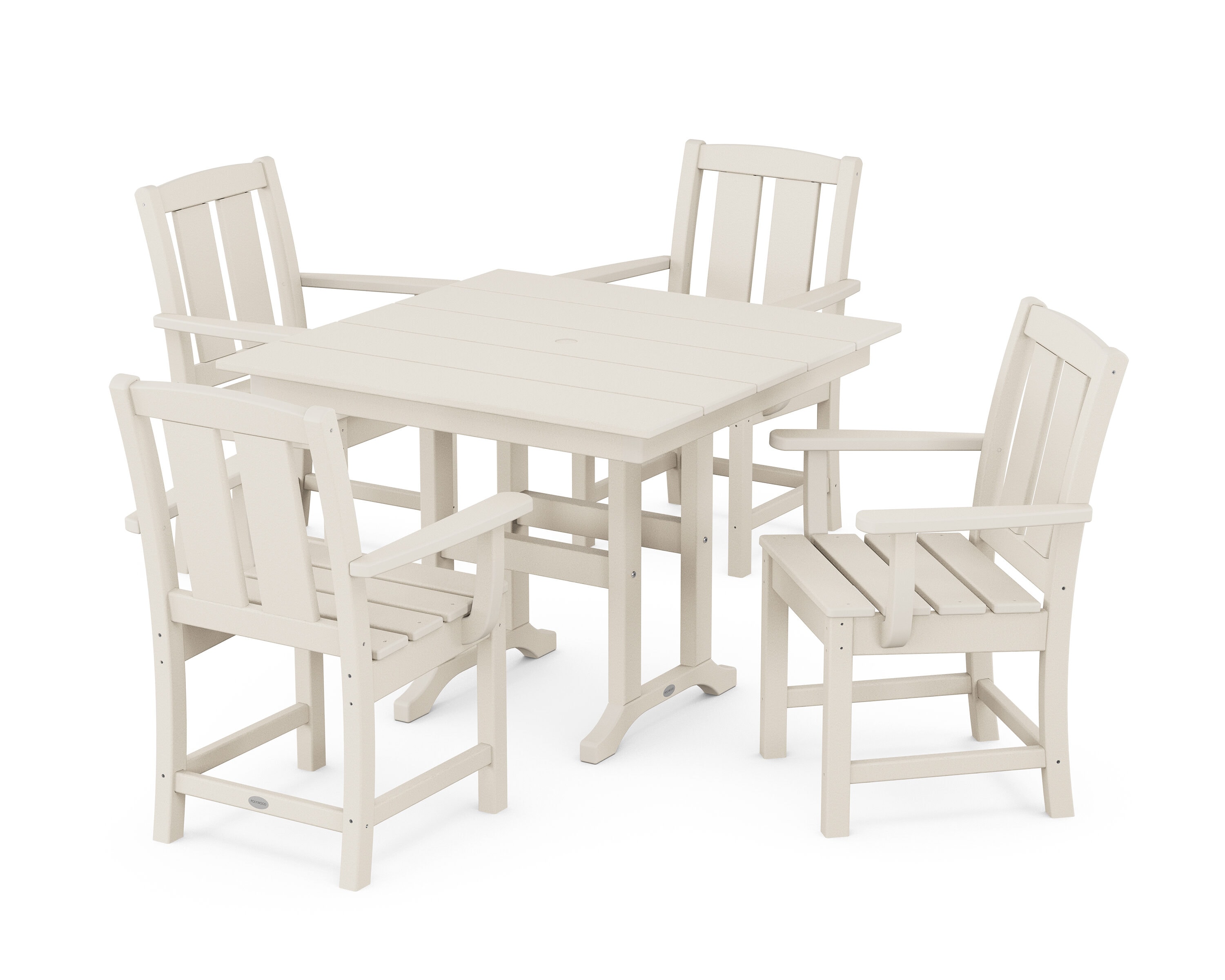 POLYWOOD Mission 5-Piece Green Patio Dining Set Plastic Square Table ...