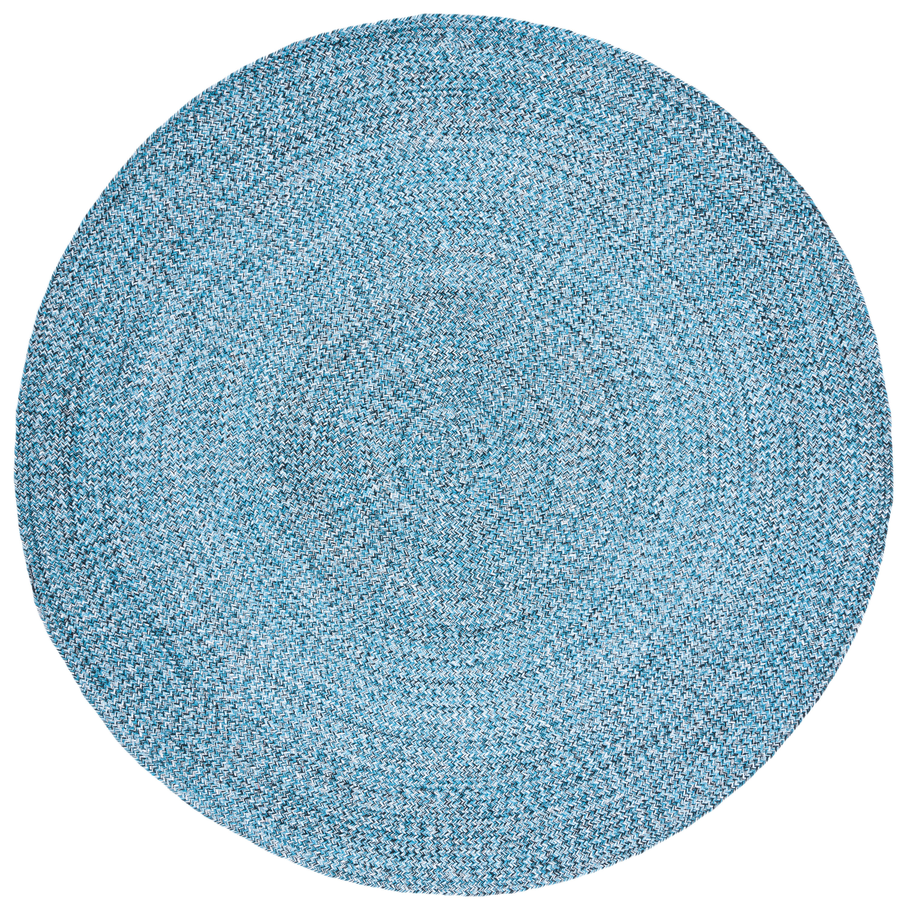 Safavieh BRD351M-6R Braided Epraxia 6 x 6 (ft) Cotton Blue/Black Round Indoor Abstract Farmhouse/Cottage Area rug