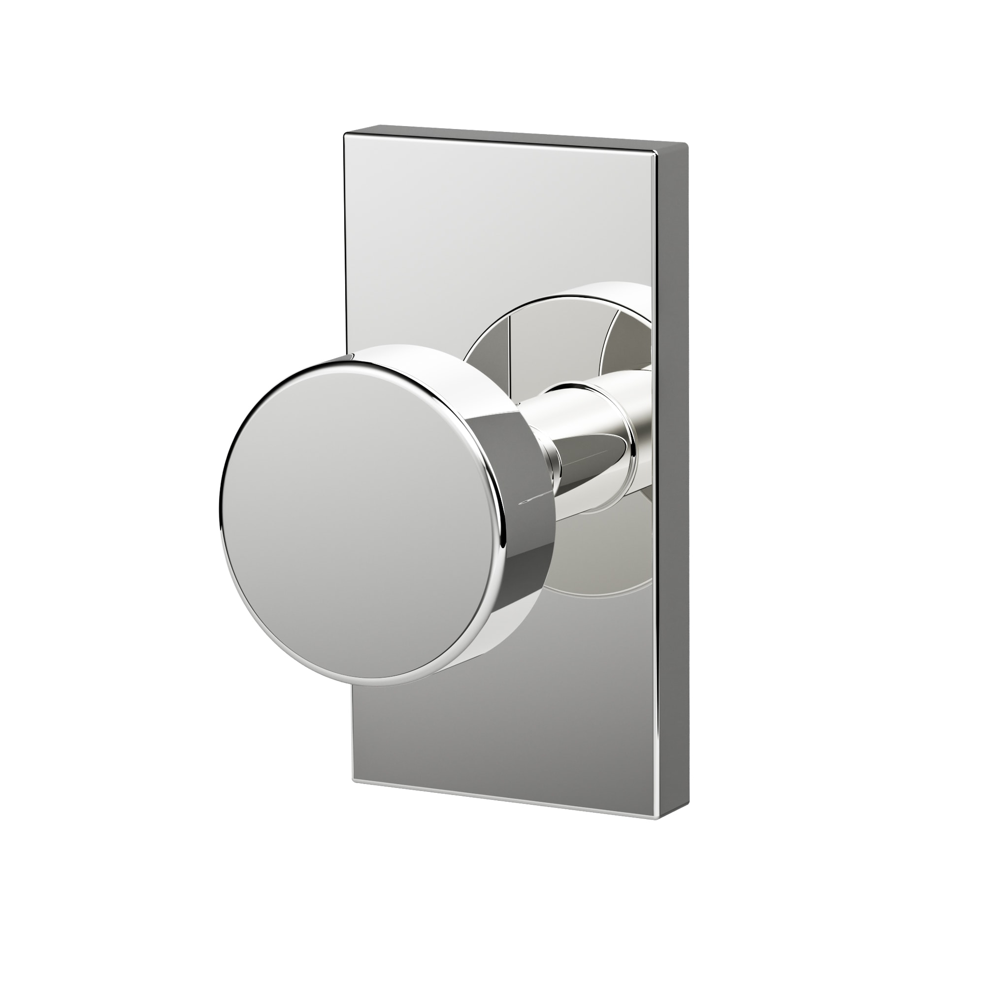 Senyhardware Unkeyed Passage Interior Door Knob with Round Knob and Rectangular Backplate with Polished Chrome Finish