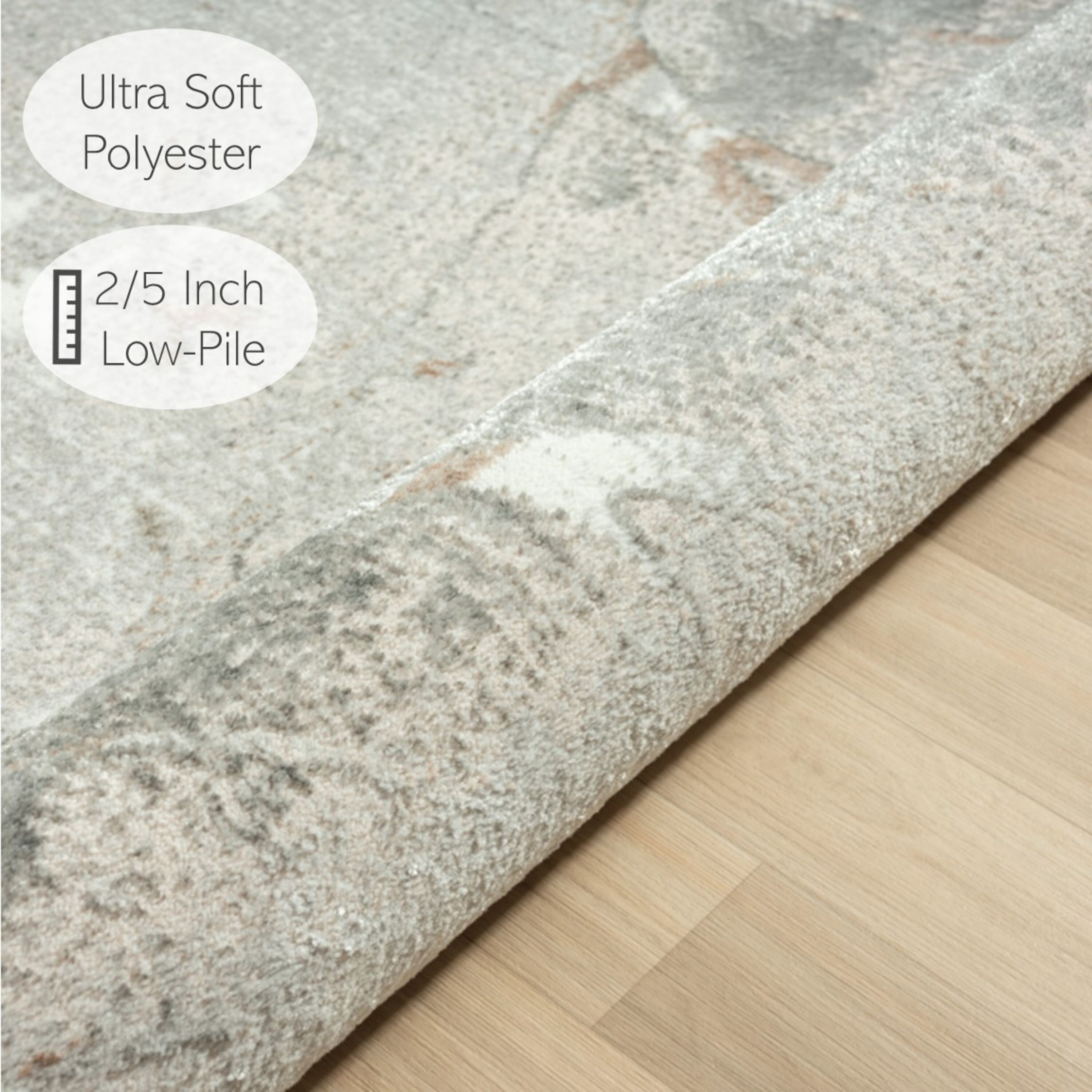 Anna Rae Beige and Gray Abstract Polyester Area Rug, 7'5" x 9'5"