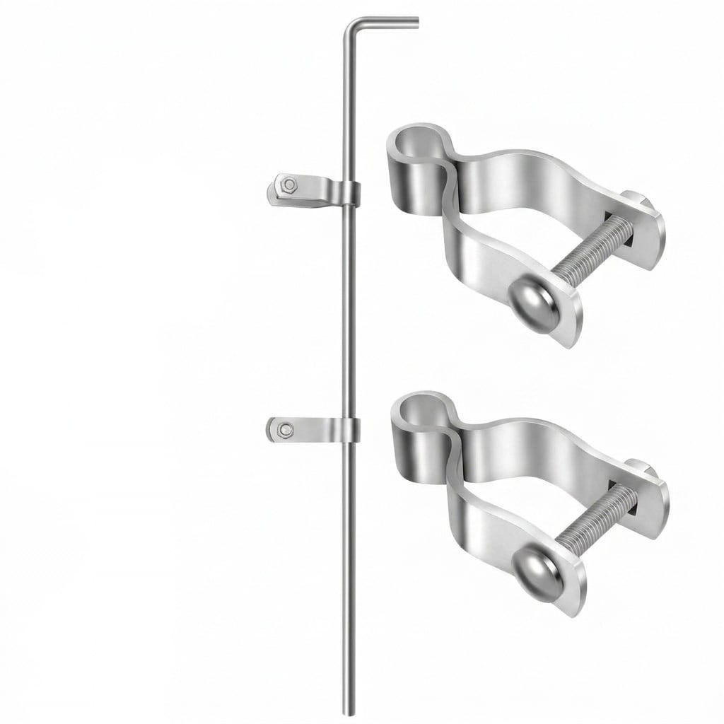 Etokfoks  32 in Chain Link Fence Gate Drop Rod Kit 1 3 8 in OD Frame 0 55 in Dia 2 Drop Pins 8 Hinges Galvanized Steel