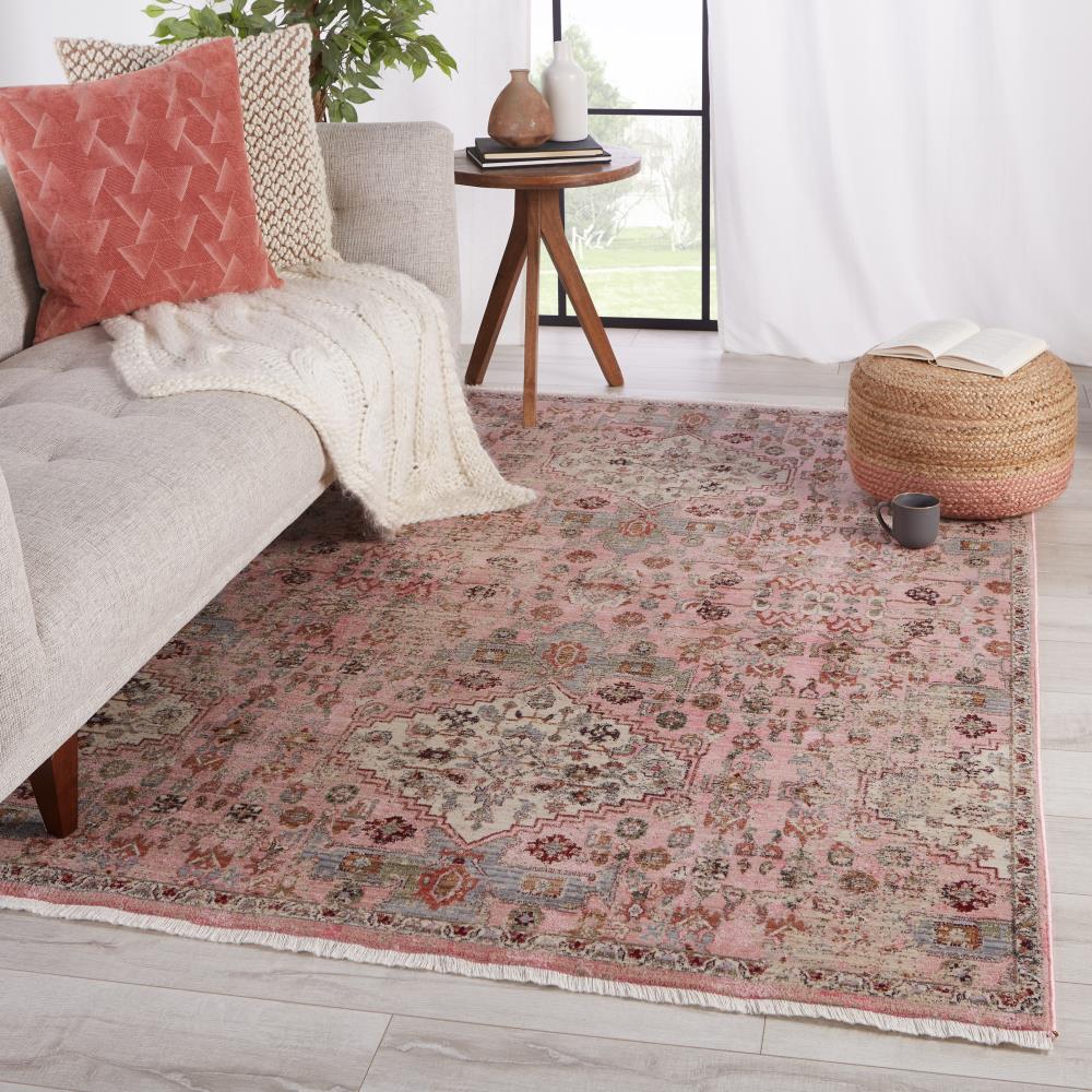 Jaipur Living RUG148481 Zefira 5 x 8 (ft) Loomed Polypropylene Pink/Beige Rectangular Indoor Medallion Bohemian/Eclectic Area rug