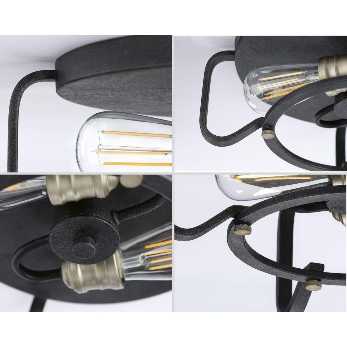 Foster 16" Black Iron 2-Light Flush Mount Ceiling Fixture