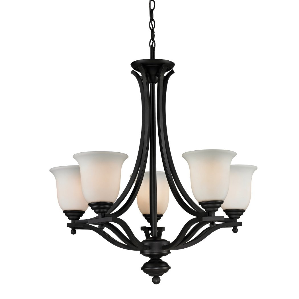 Z-Lite 703-5-MB Lagoon 5 -Light Matte Black Transitional For Use in Dining Rooms, Foyers, Kitchens, Living Rooms Chandelier
