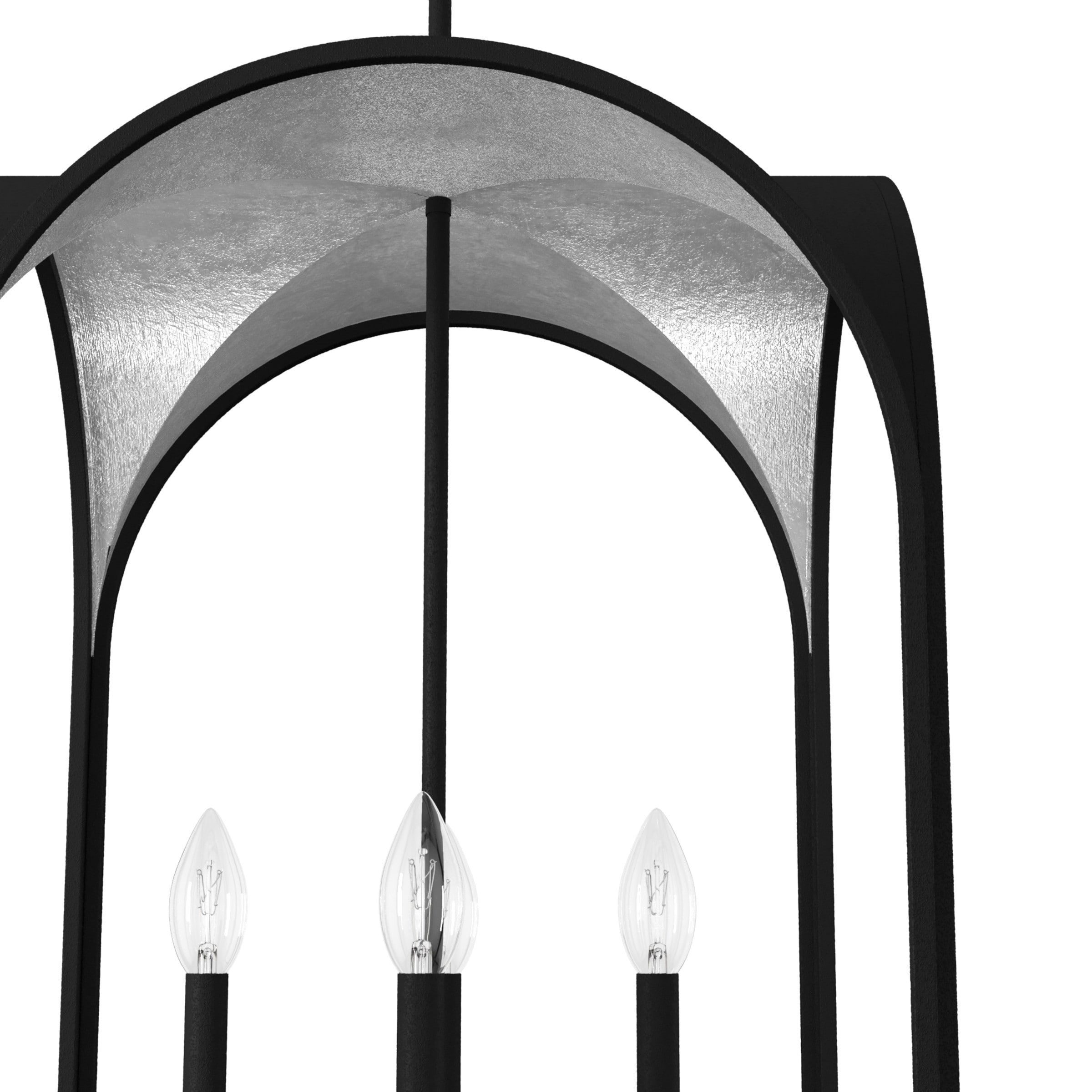 Dukestown 18.5" Black Iron & Silver Leaf LED Lantern Pendant