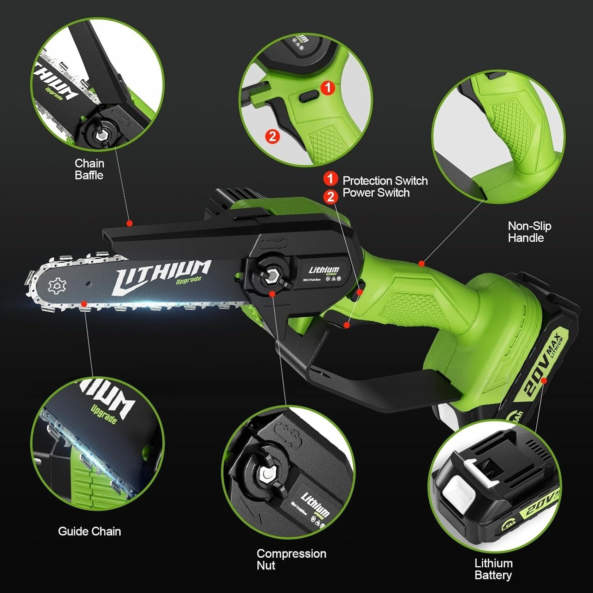 Angel Sar L2MJA526CMI14 Cordless-Chainsaw - View #6