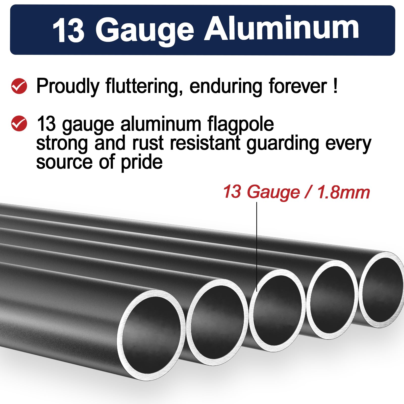 CYIKE 20FT Heavy Duty Black Aluminum Flagpole Kit with 5x3 Embroidered ...