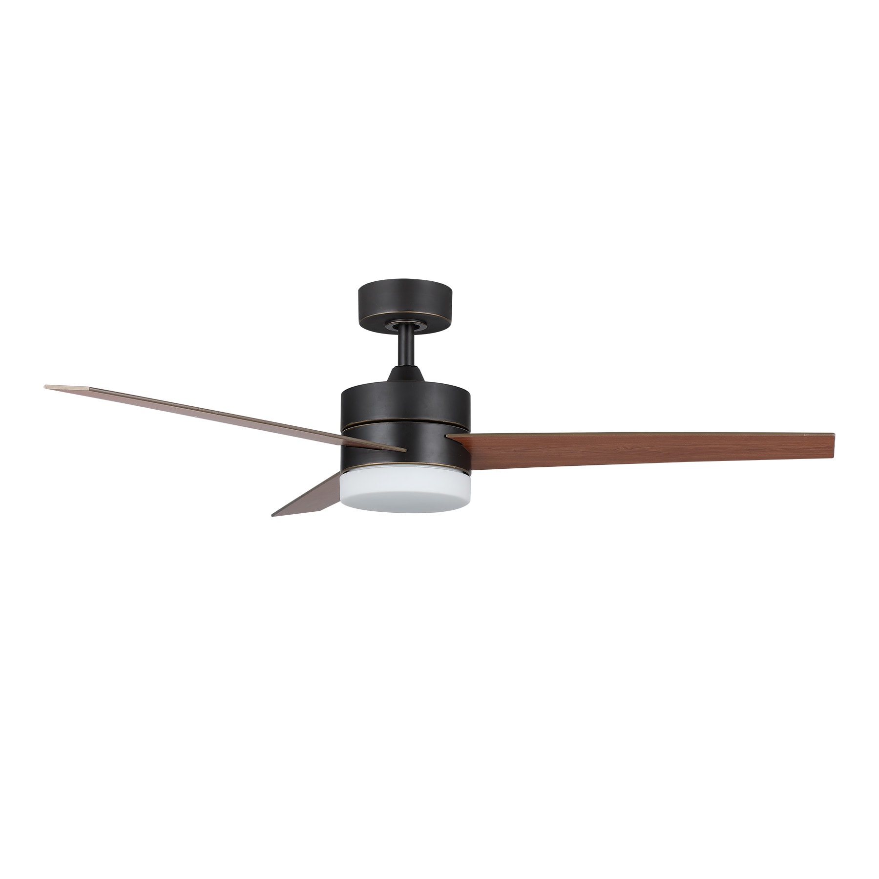 CO-Z CFN-1503-OZ 52-in Color-Changing Integrated LED Matte Black with Brown Wood Grain Blades Ceiling Fan With Light - Remote Included ( 3 -Blade )