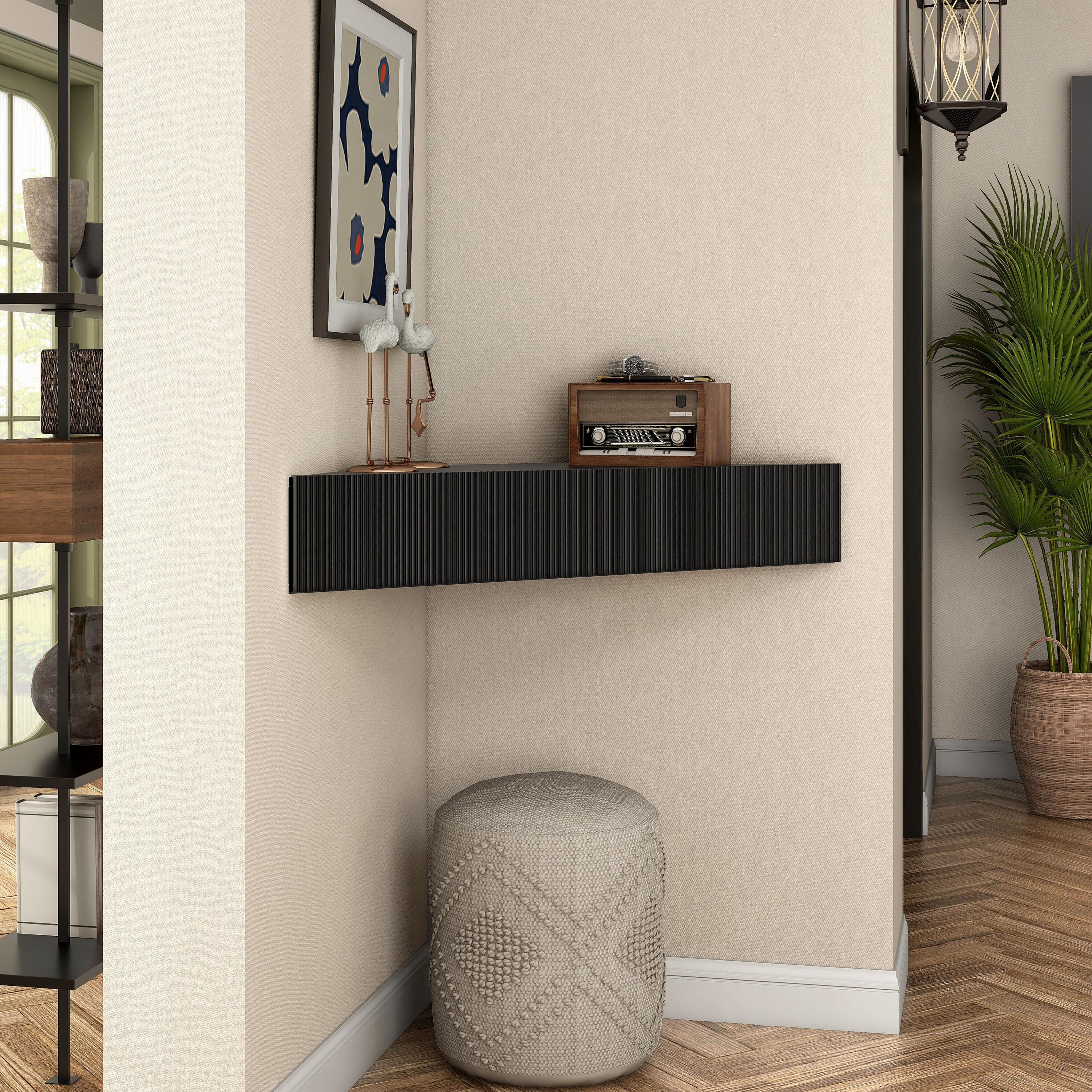 Furniture of America IDI-233222 Emmeline Modern/Contemporary Black Corner TV stand ( Accommodates TVs up to 50-in )