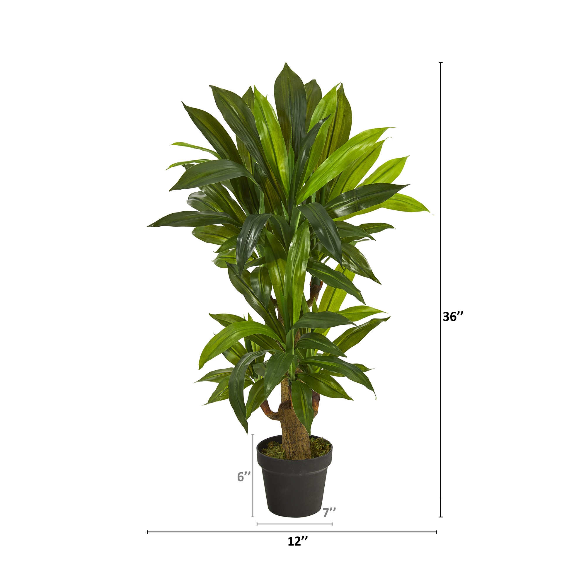 3-Foot Green Plastic Dracaena Faux Potted Plant