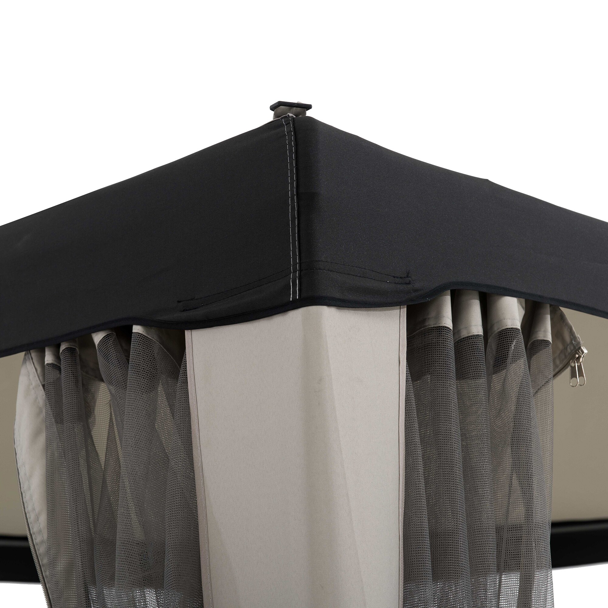 Sunjoy 10x10 Grey Steel Frame Gazebo with Mesh Netting