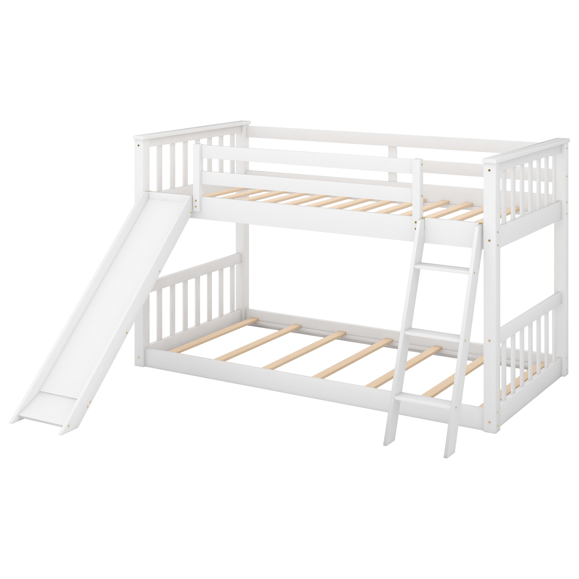 Sumyeg Twin/full bunk bed White Twin Wood Bed Frame with Storage in the ...