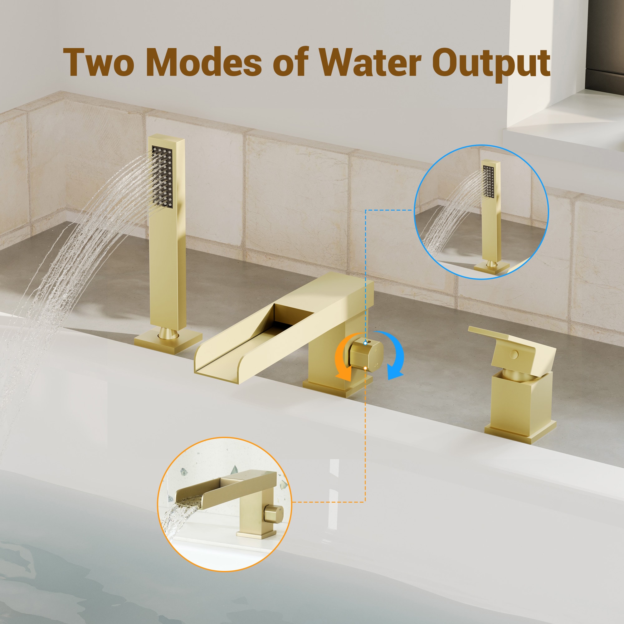 CASAINC CA-H4342-BG Roman-Tub-Faucets - View #3