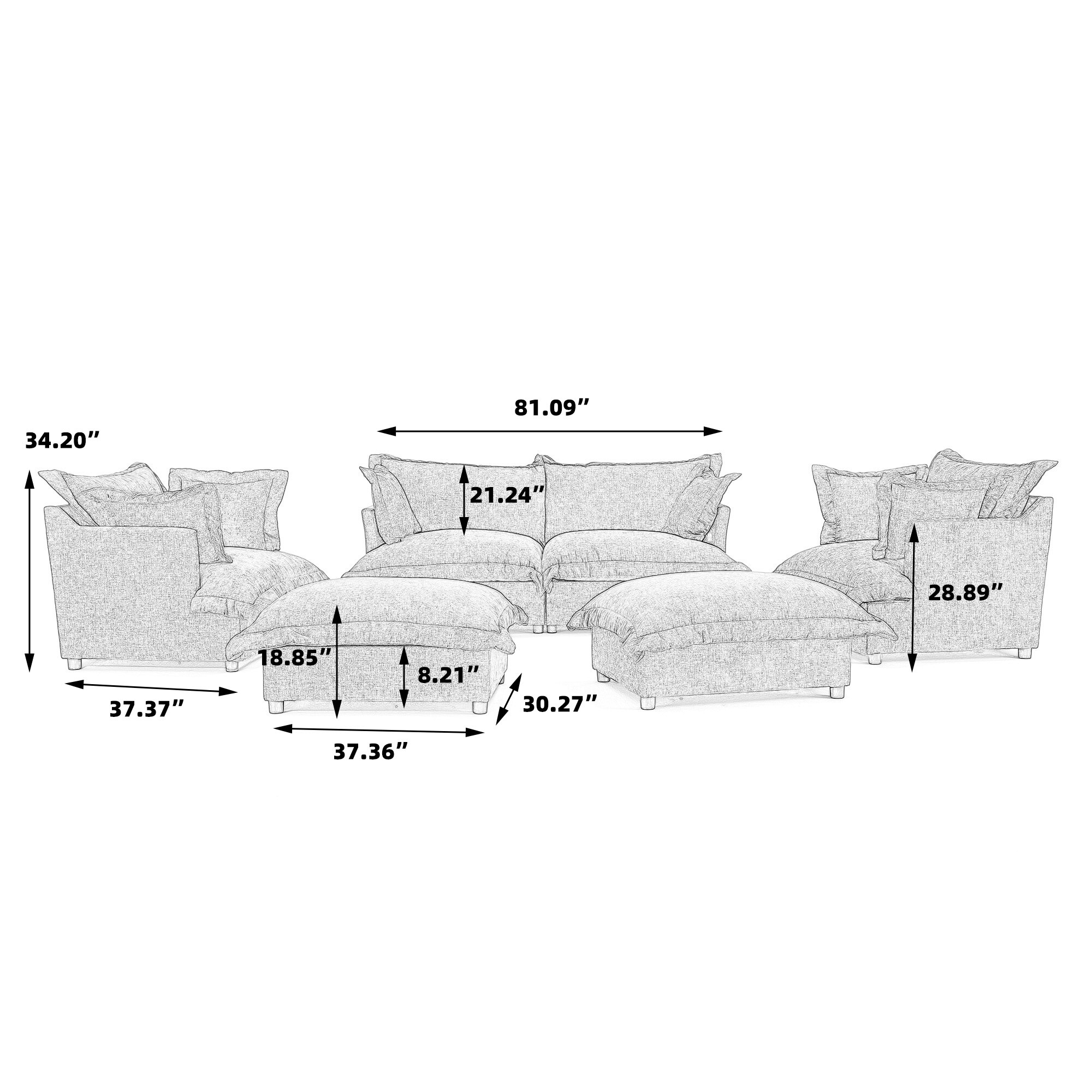 Dreamsidea CS11-GRA-LR-2SC-2OT Sofas-Loveseats - View #7