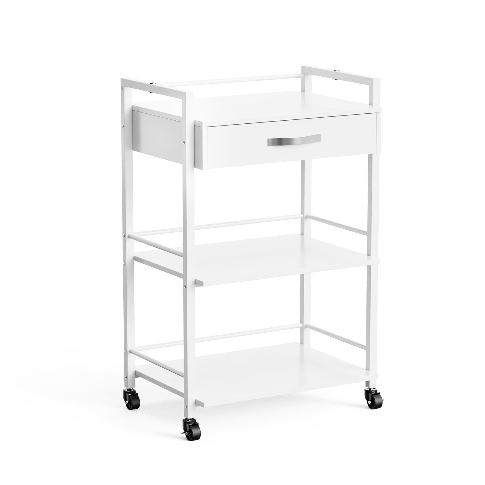 Winado LO2G10000458 White MDF Base with MDF Wood Top Rolling Kitchen Cart ( 33.86-in x 22.05-in x 15.75-in )
