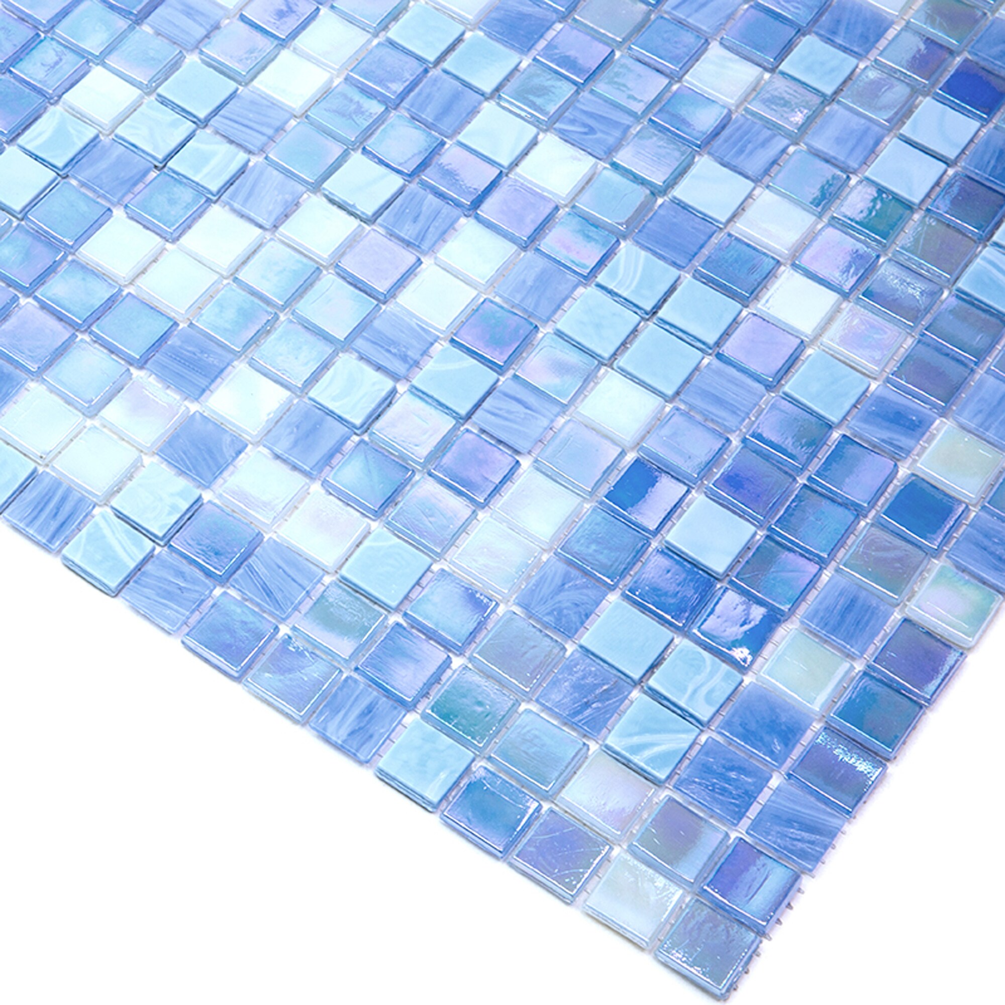 Sky Blue Iridescent Glass Mosaic Wall and Floor Tile