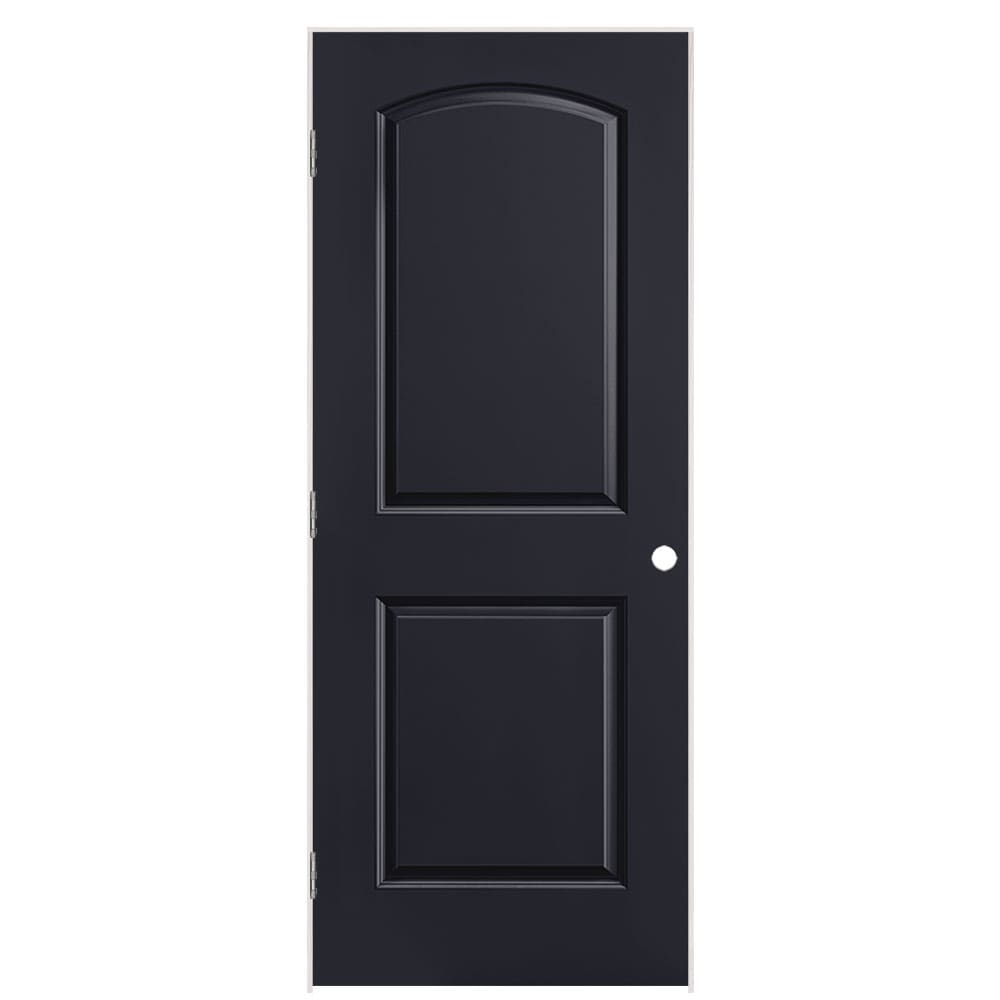 Masonite 1317861 32-in x 80-in Midnight Solid core 2-panel round top Right hand Smooth Prefinished Molded composite Flat Jamb Single Prehung Interior Door