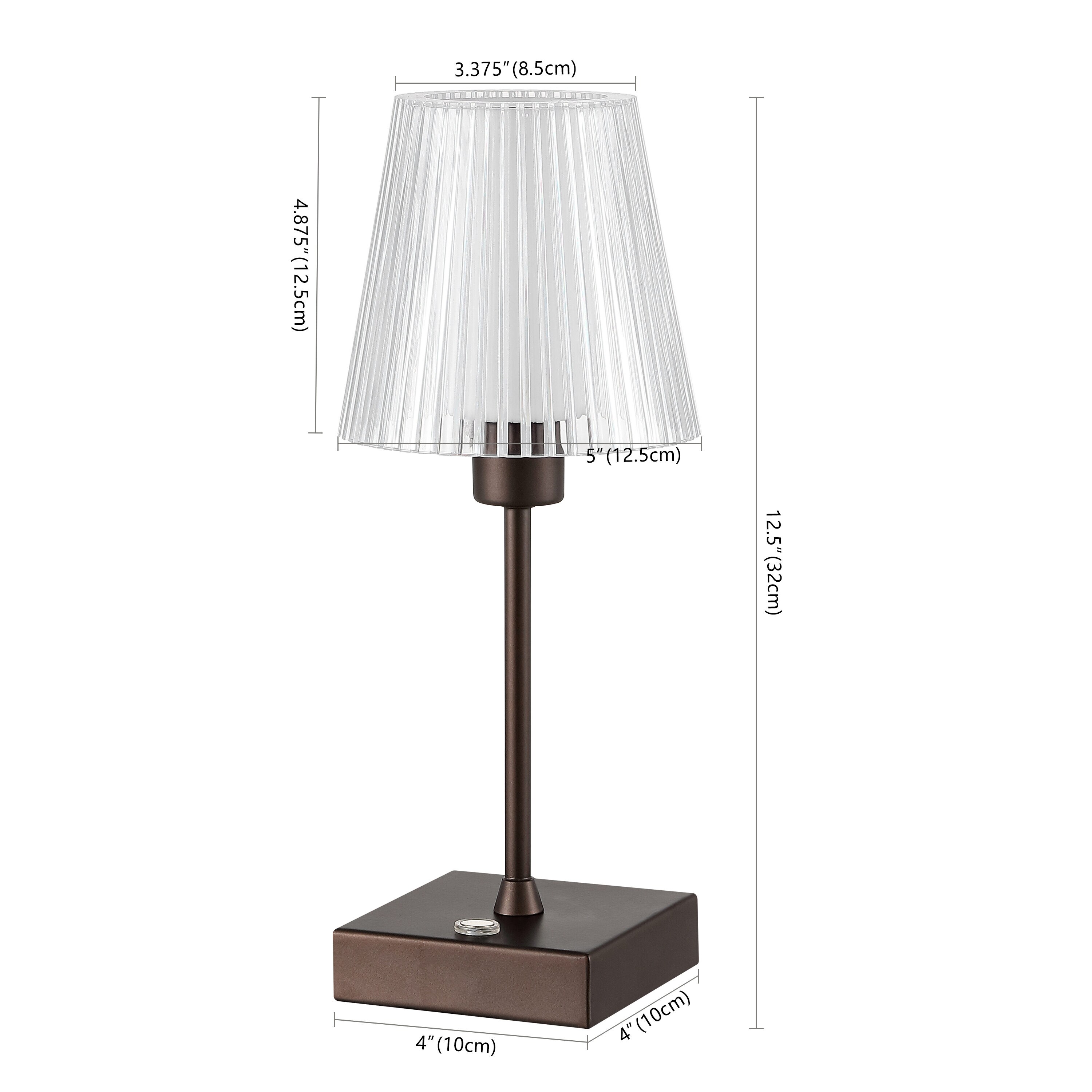 Jonathan Y Madelyn 11.5 in. Clear/Chrome Bohemian Classic Acrylic Rechargeable Integrated LED Table Lamp