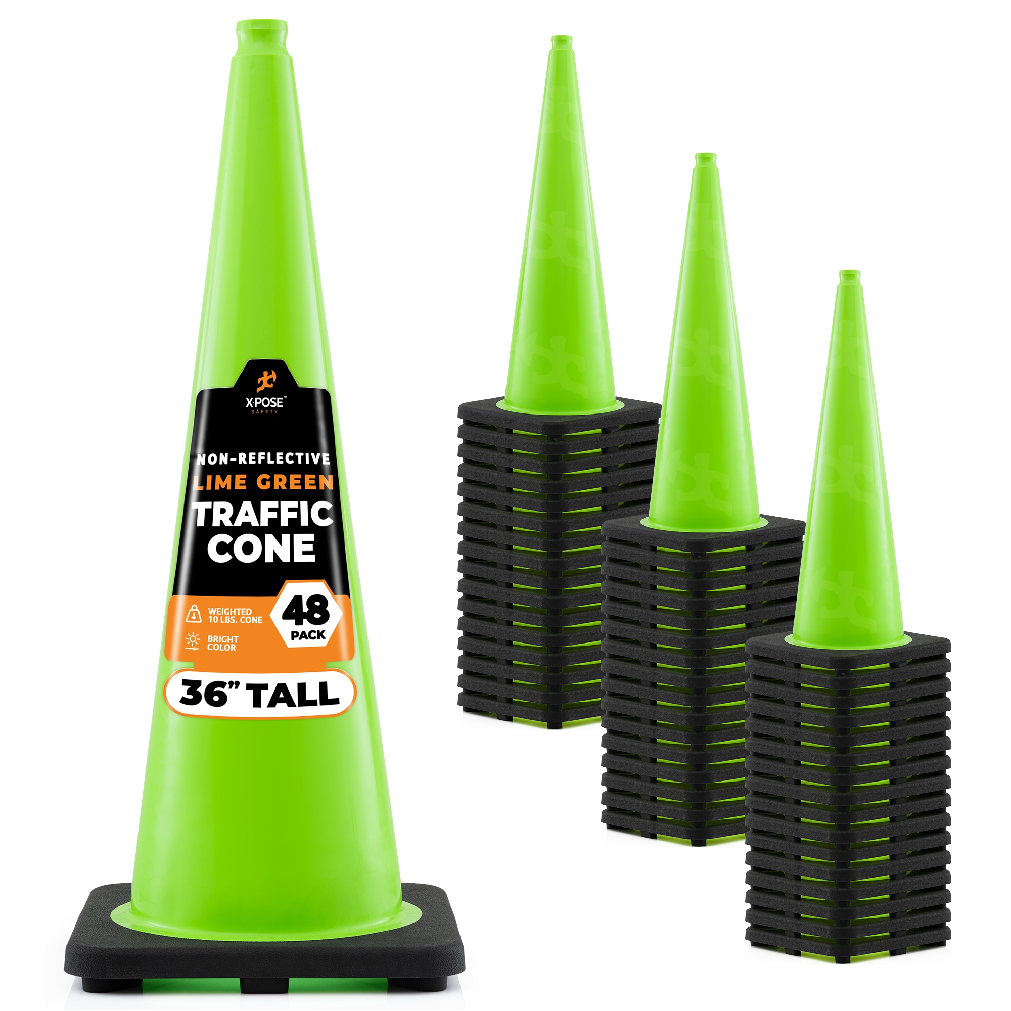XPOSE SAFETY LTC36-48-X 48 -Pack 50-in Green Traffic safety cone